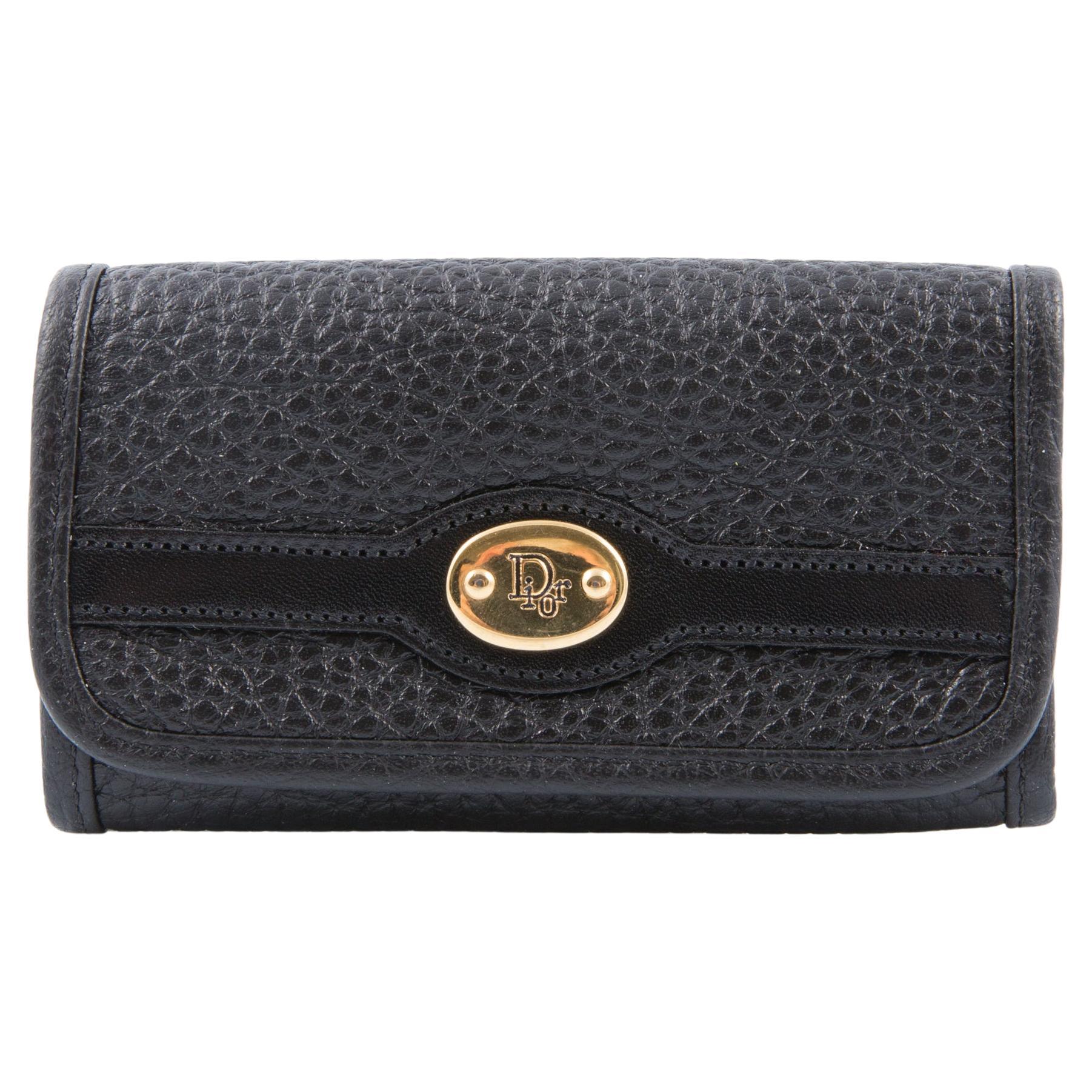 Christian Dior Black Leather Six Hook Key Case For Sale