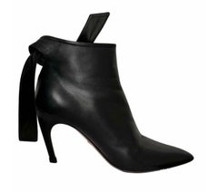 Christian Dior Black Leather Ties Heels Booties sz.39