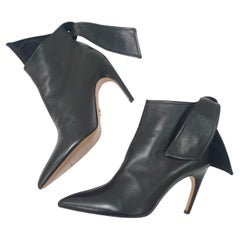 Christian Dior Schwarz Leder Krawatten Heels Booties sz.39