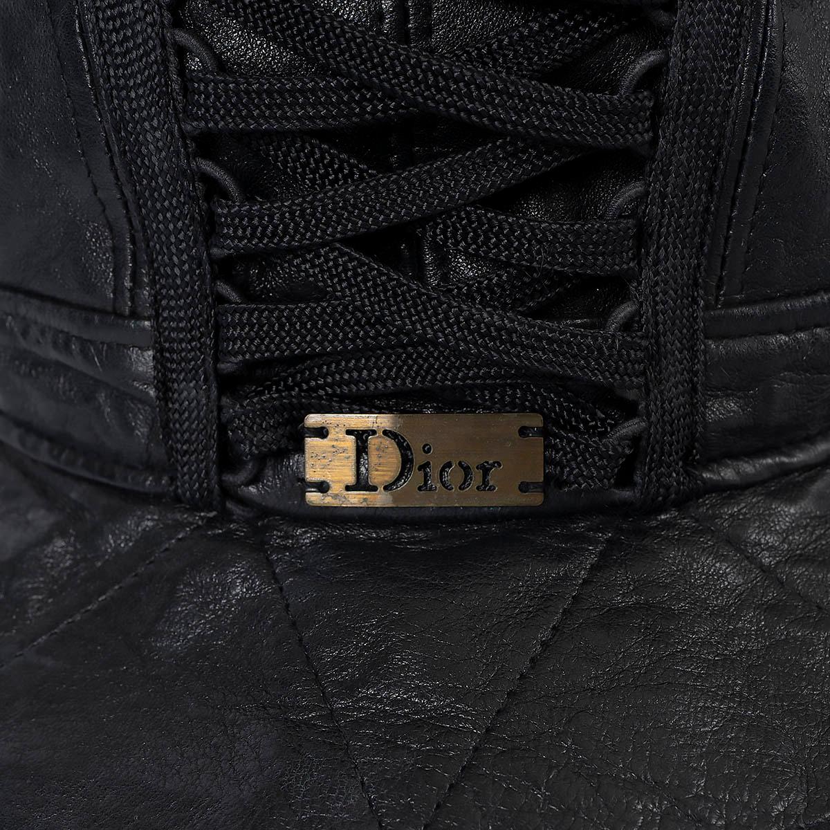 CHRISTIAN DIOR black leather VINTAGE CORSET BUCKET Hat 57 For Sale 6