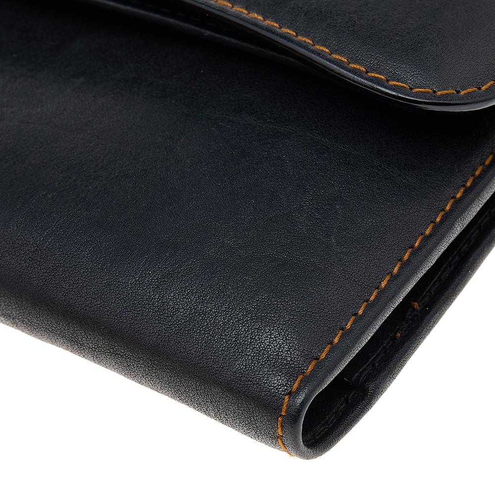 Christian Dior Black Leather Vintage Gaucho Saddle Wallet 1