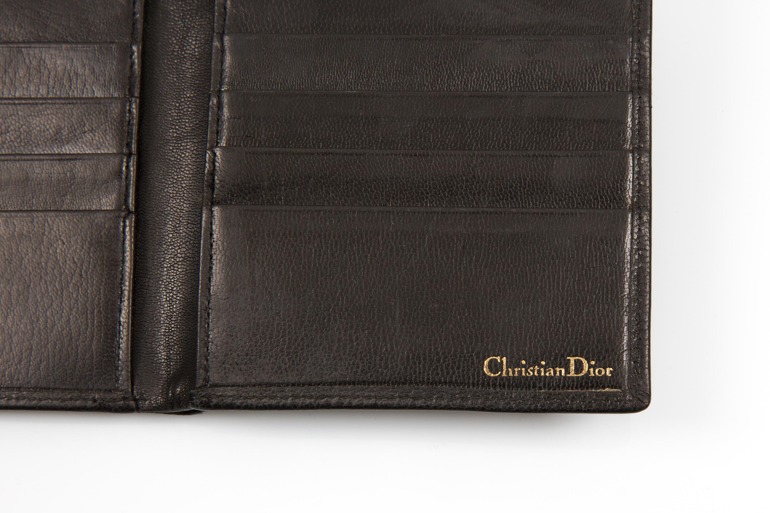 Noir Christian Dior  Portefeuille en cuir noir Etui à cartes en vente
