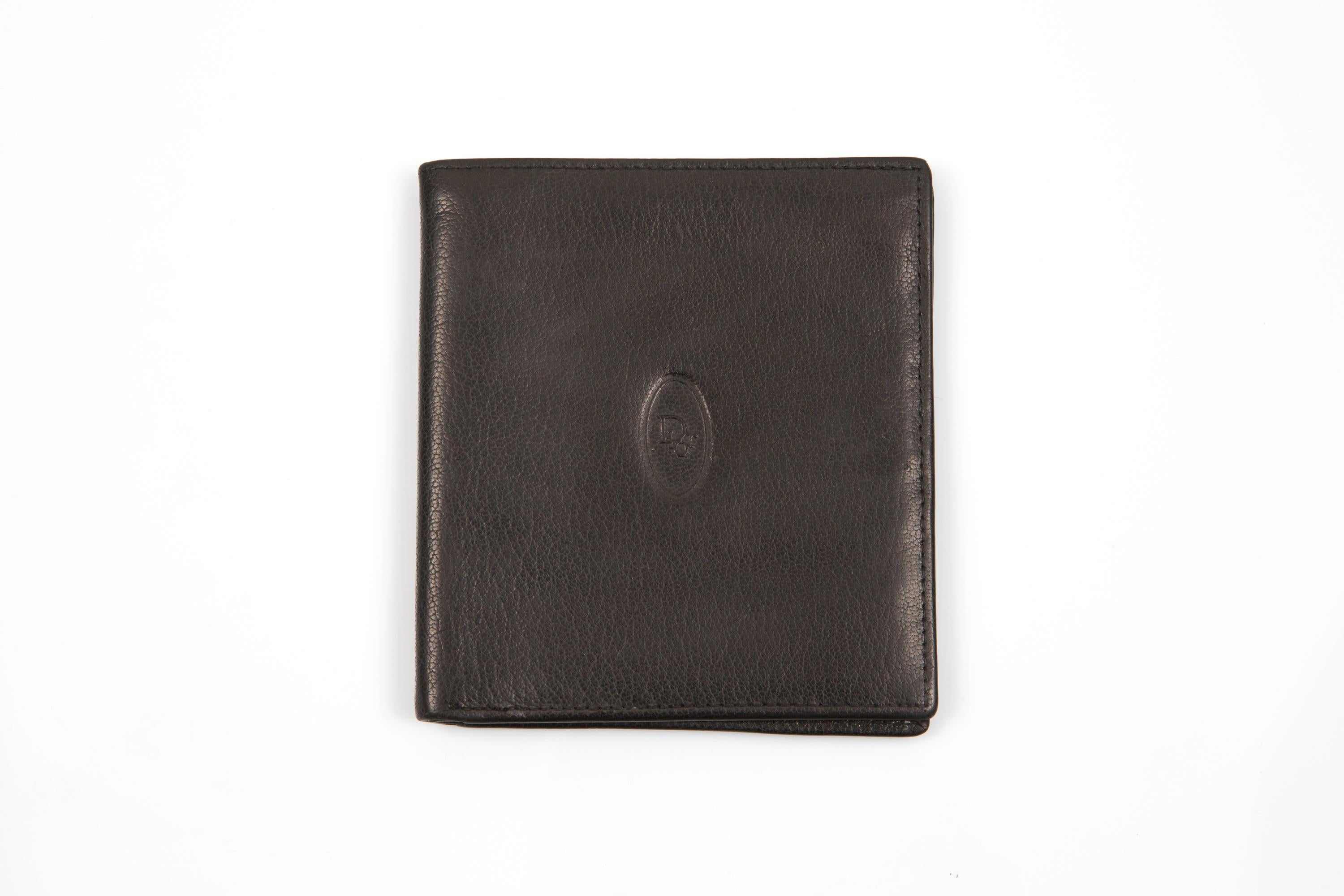 Christian Dior  Portefeuille en cuir noir Etui à cartes en vente 1