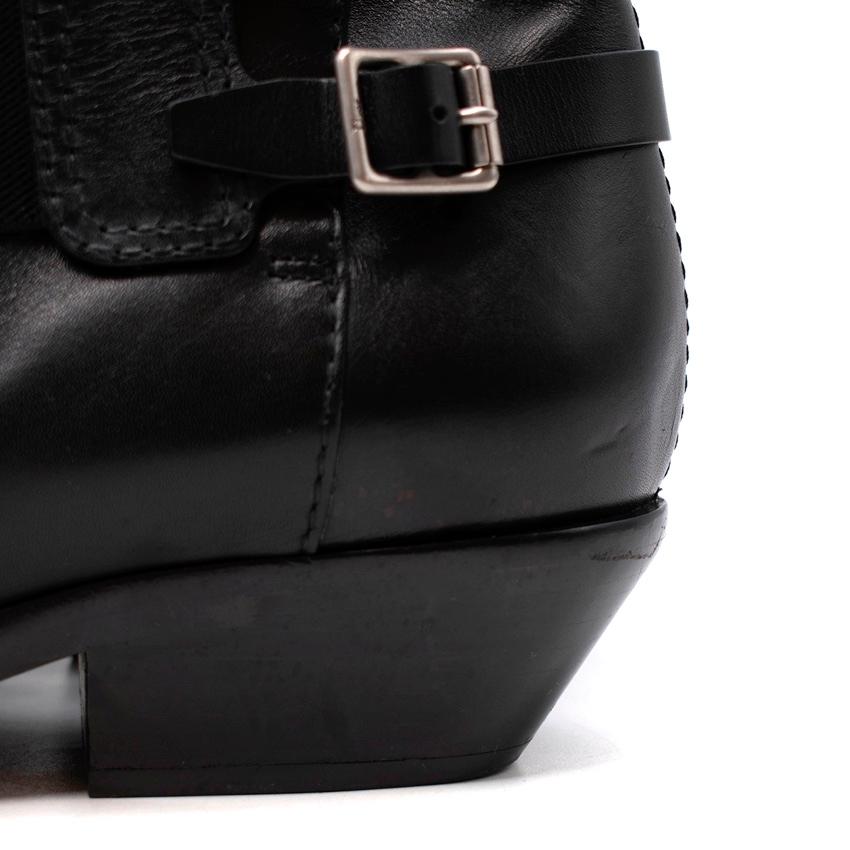 Christian Dior Black Leather Western Buckle Ankle Boots In Excellent Condition For Sale In London, GB