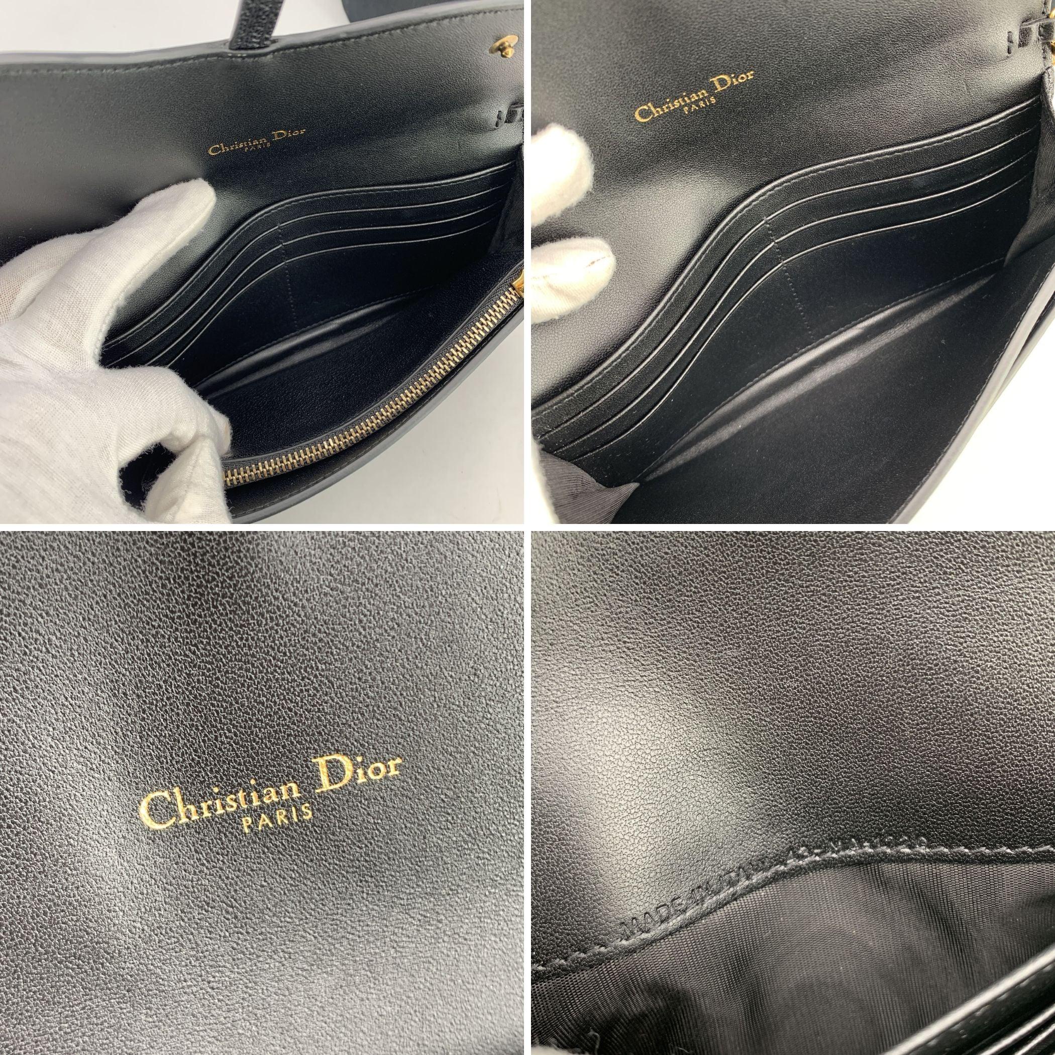 Christian Dior Black Leather WOC Wallet on Chain Small Saddle Bag For Sale 1