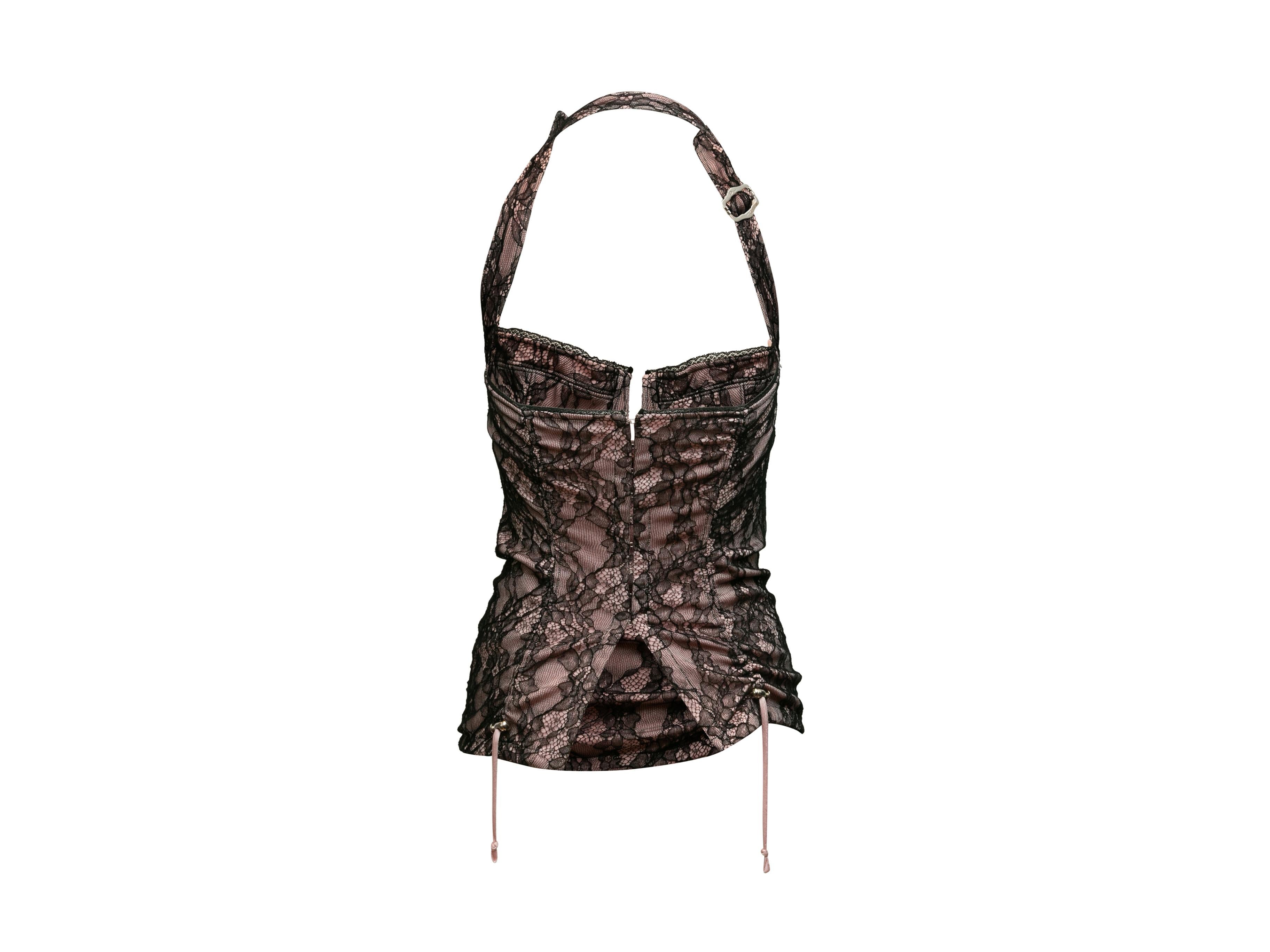 Christian Dior Schwarzes & hellrosa Spitzen-Haltertop Damen
