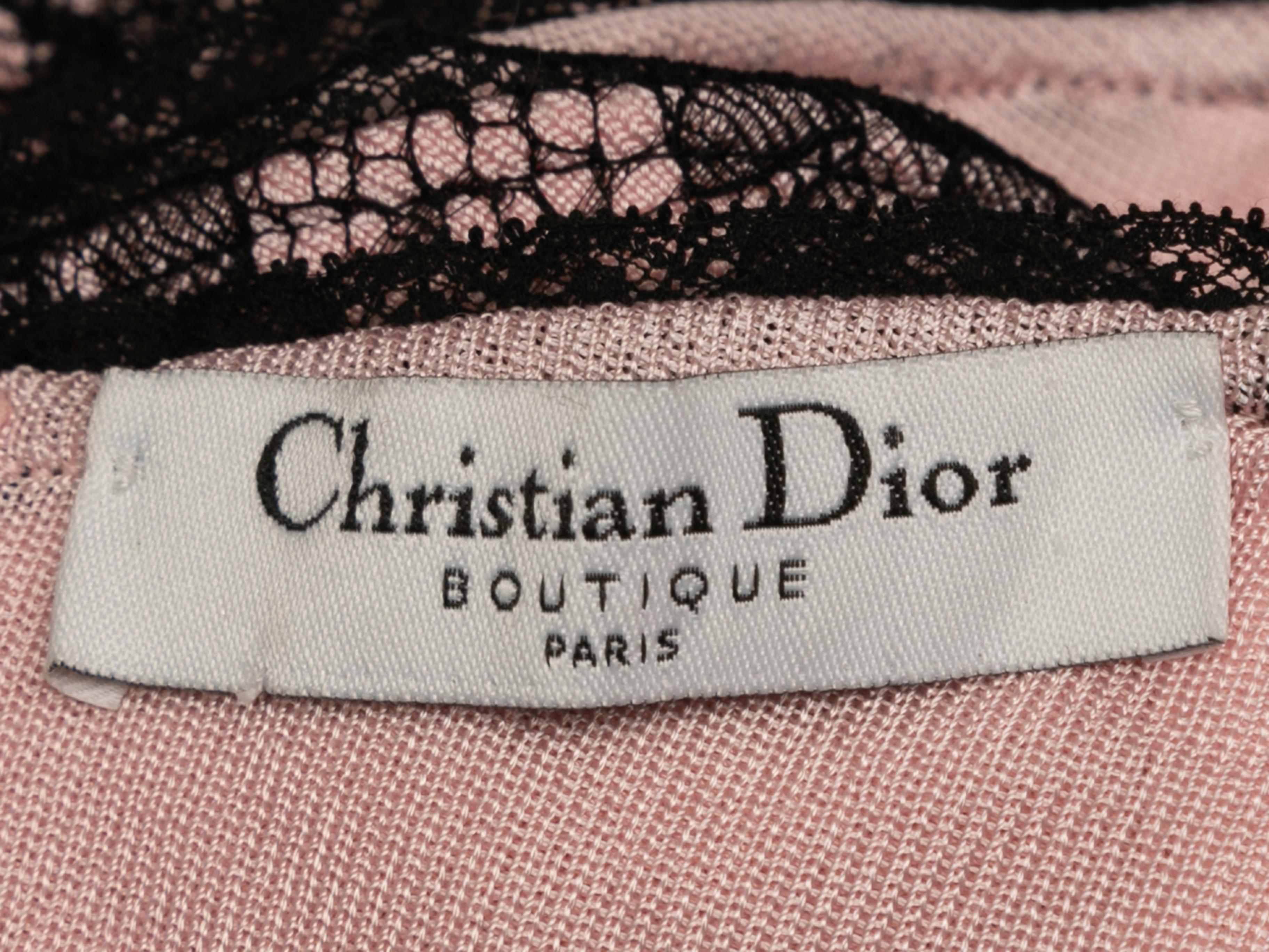 Christian Dior Schwarzes & hellrosa Spitzen-Haltertop 1
