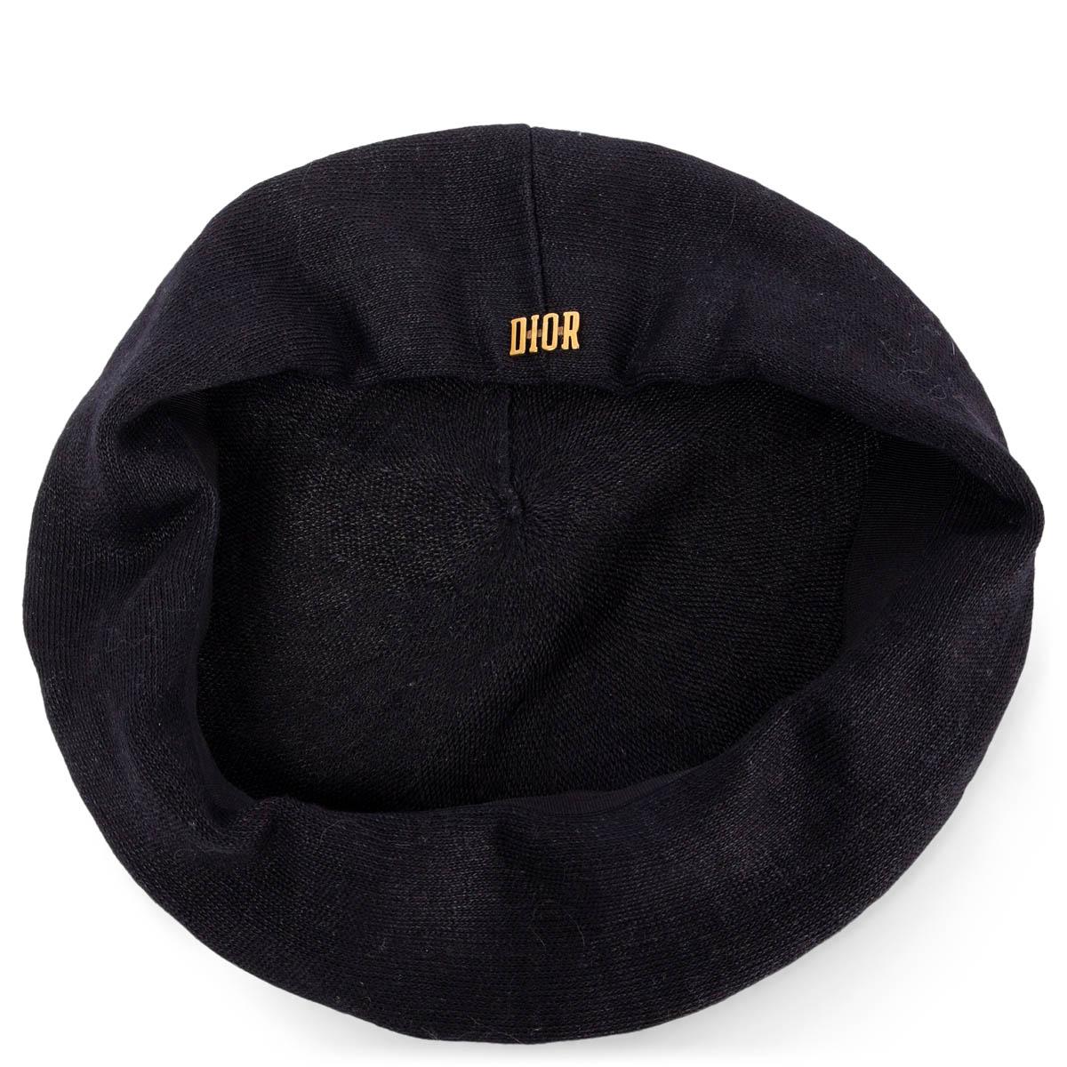 Black CHRISTIAN DIOR black linen 2019 BERET Hat One Size For Sale