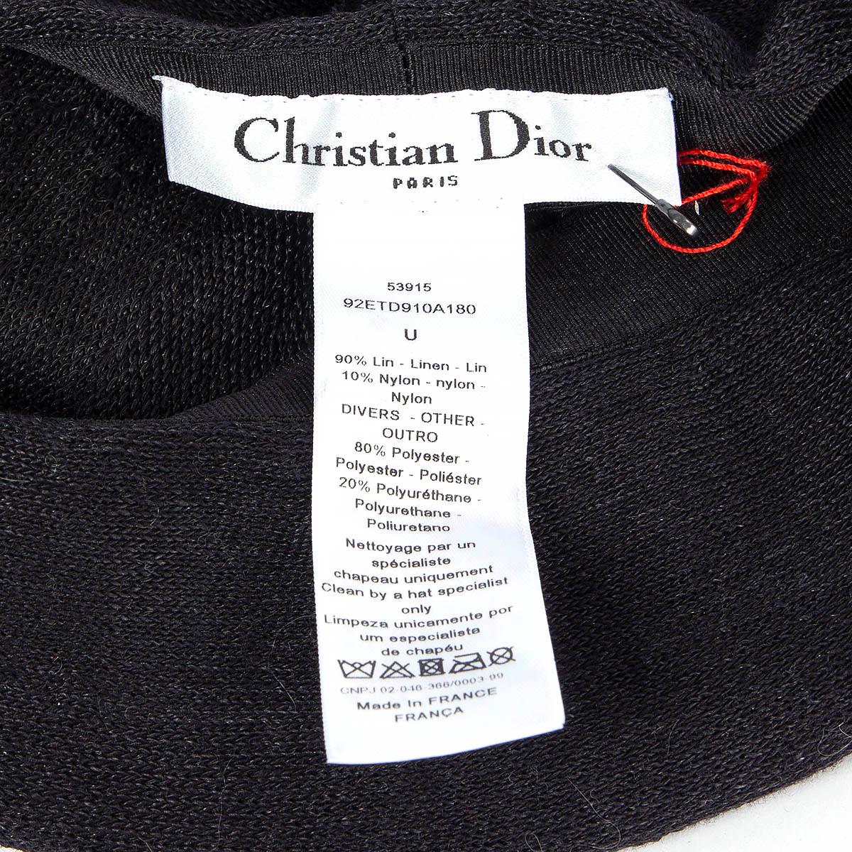 CHRISTIAN DIOR black linen 2019 BERET Hat One Size For Sale 1