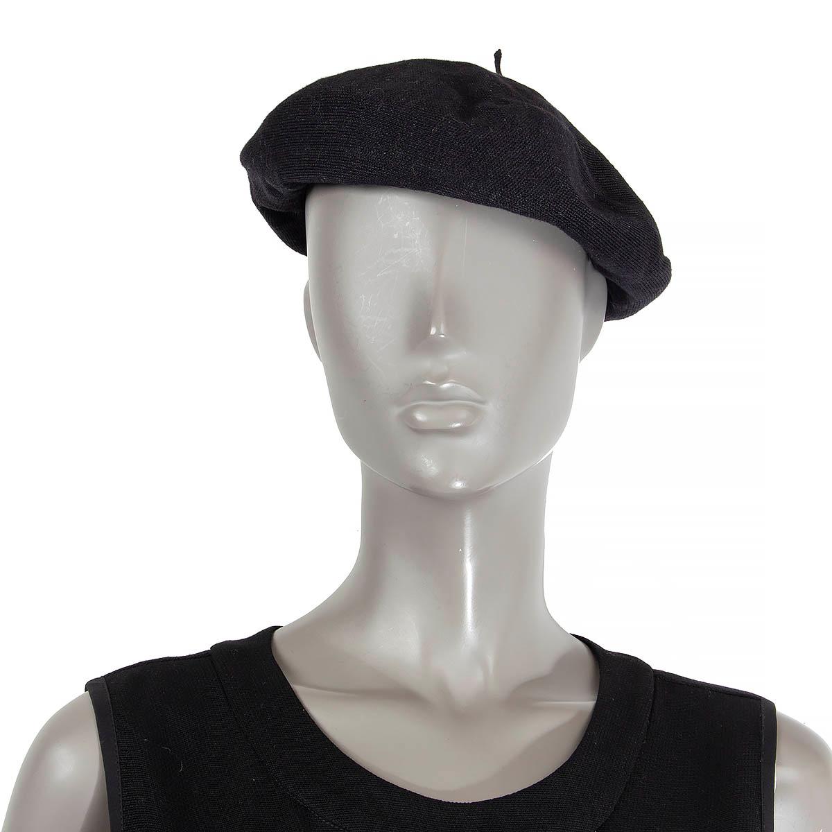 CHRISTIAN DIOR black linen 2019 BERET Hat One Size For Sale 2
