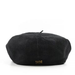 CHRISTIAN DIOR Lino negro 2019 Gorro BERET Talla Única