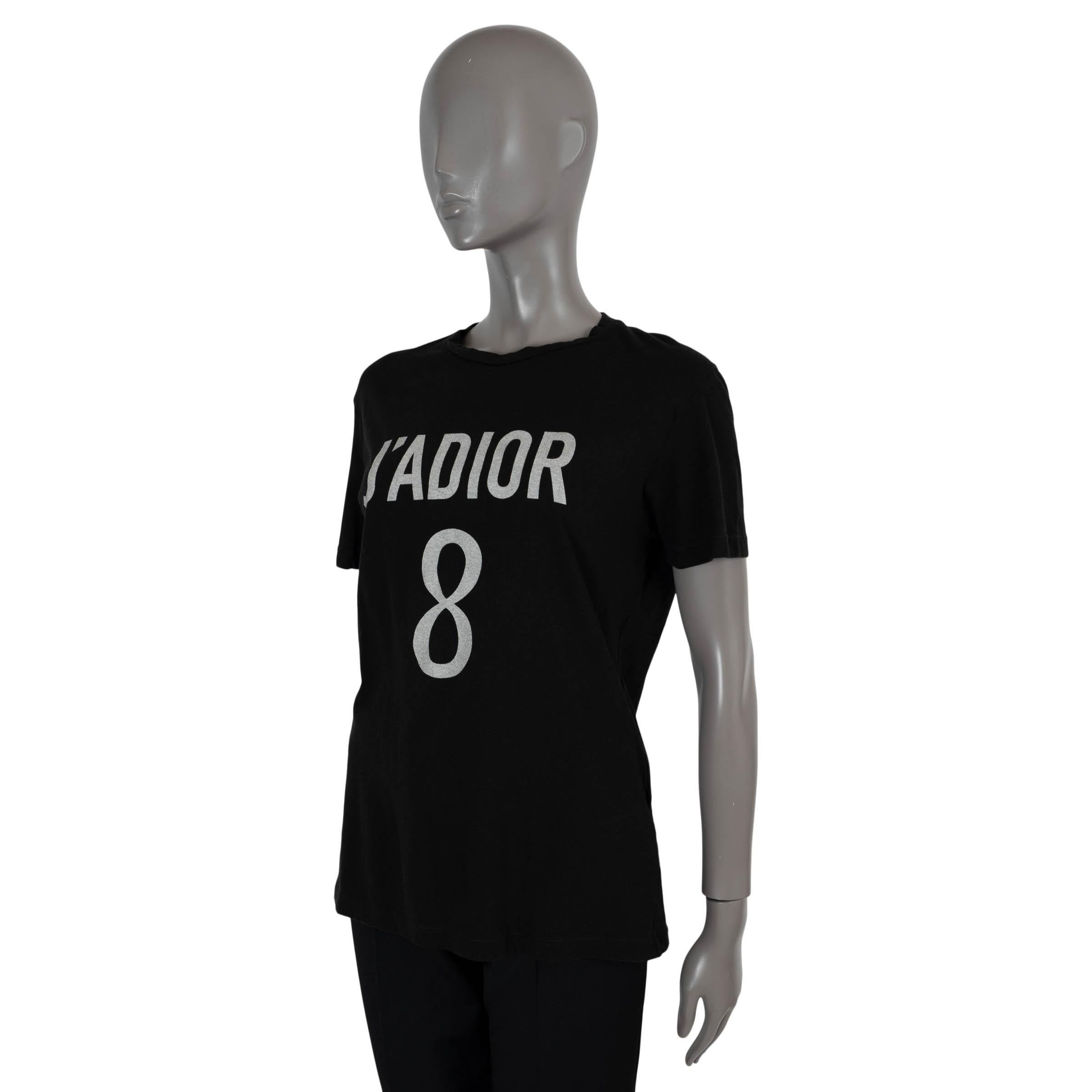 100% authentic Christian Dior J'Adior 8 T-shirt in black jersey cotton (85%) and linen (15%). Features a crew neck and white lettering. Has been worn and is in excellent condition. 

Permanent Collection

Measurements
Model	843T03TC428
Tag