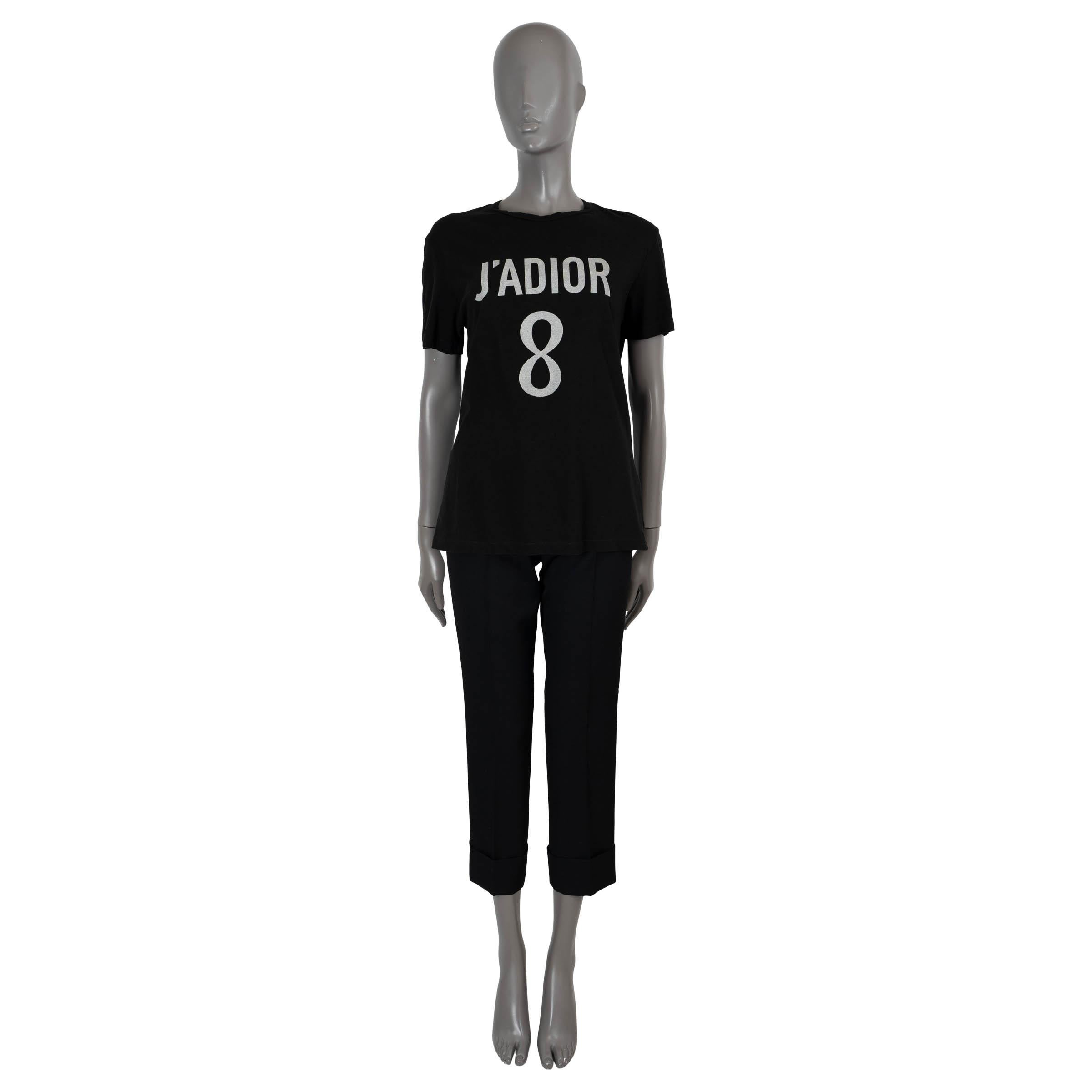 CHRISTIAN DIOR black linen jersey J'ADIOR 8 T-Shirt Shirt M 1