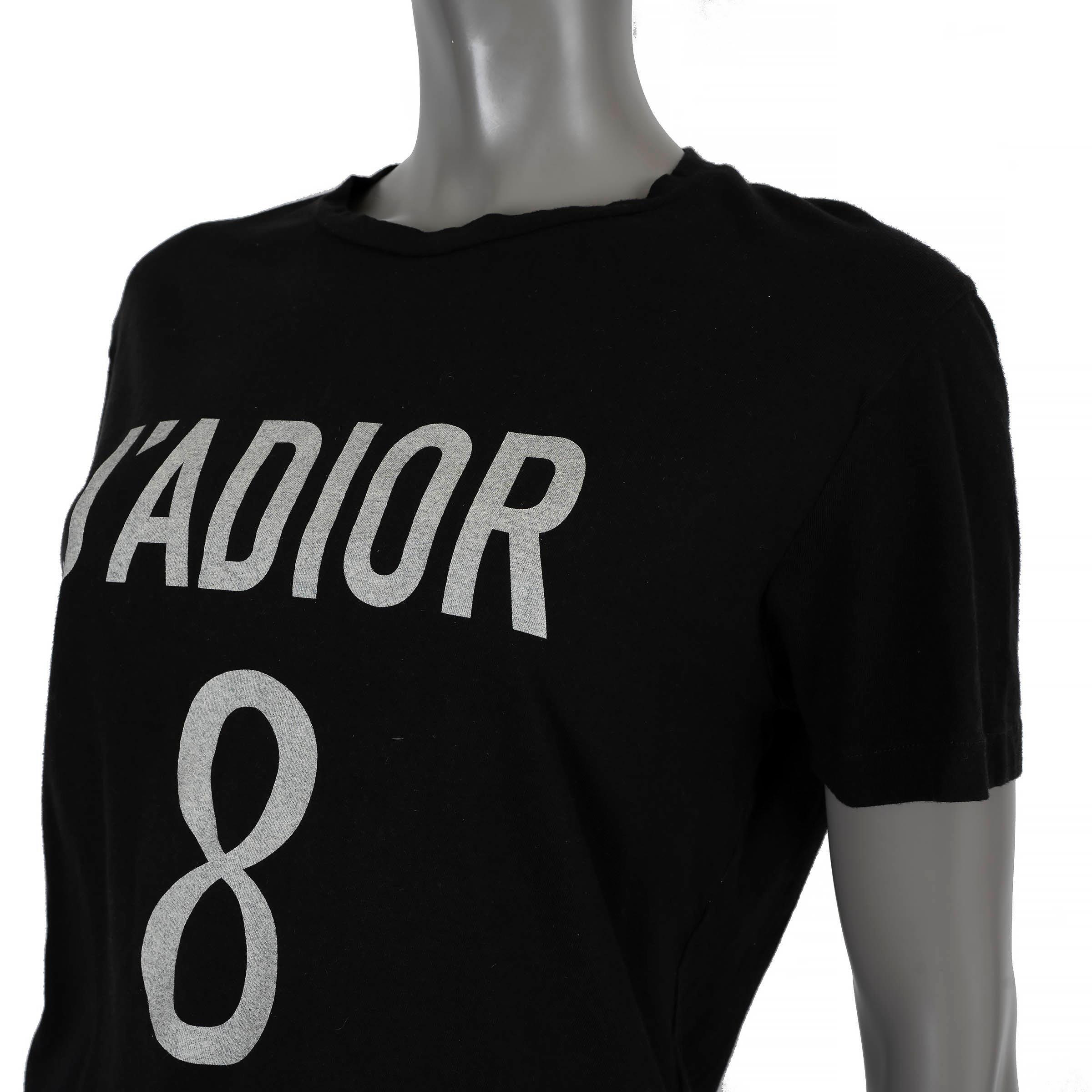 CHRISTIAN DIOR black linen jersey J'ADIOR 8 T-Shirt Shirt M 2