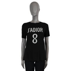CHRISTIAN DIOR black linen jersey J'ADIOR 8 T-Shirt Shirt M