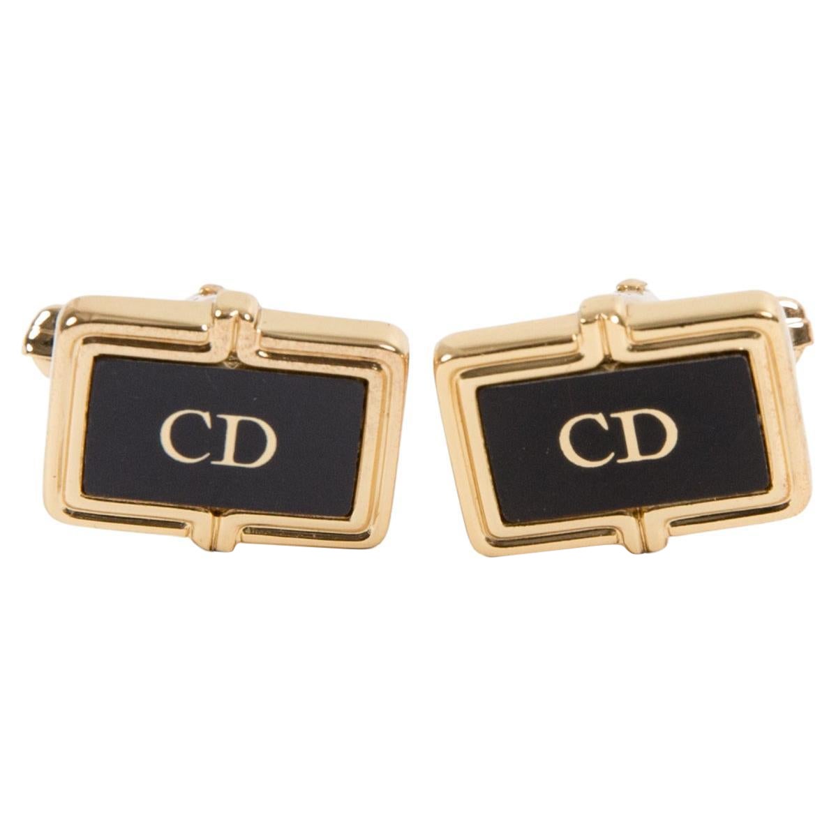 Christian Dior Schwarze Logo-Manschettenknöpfe