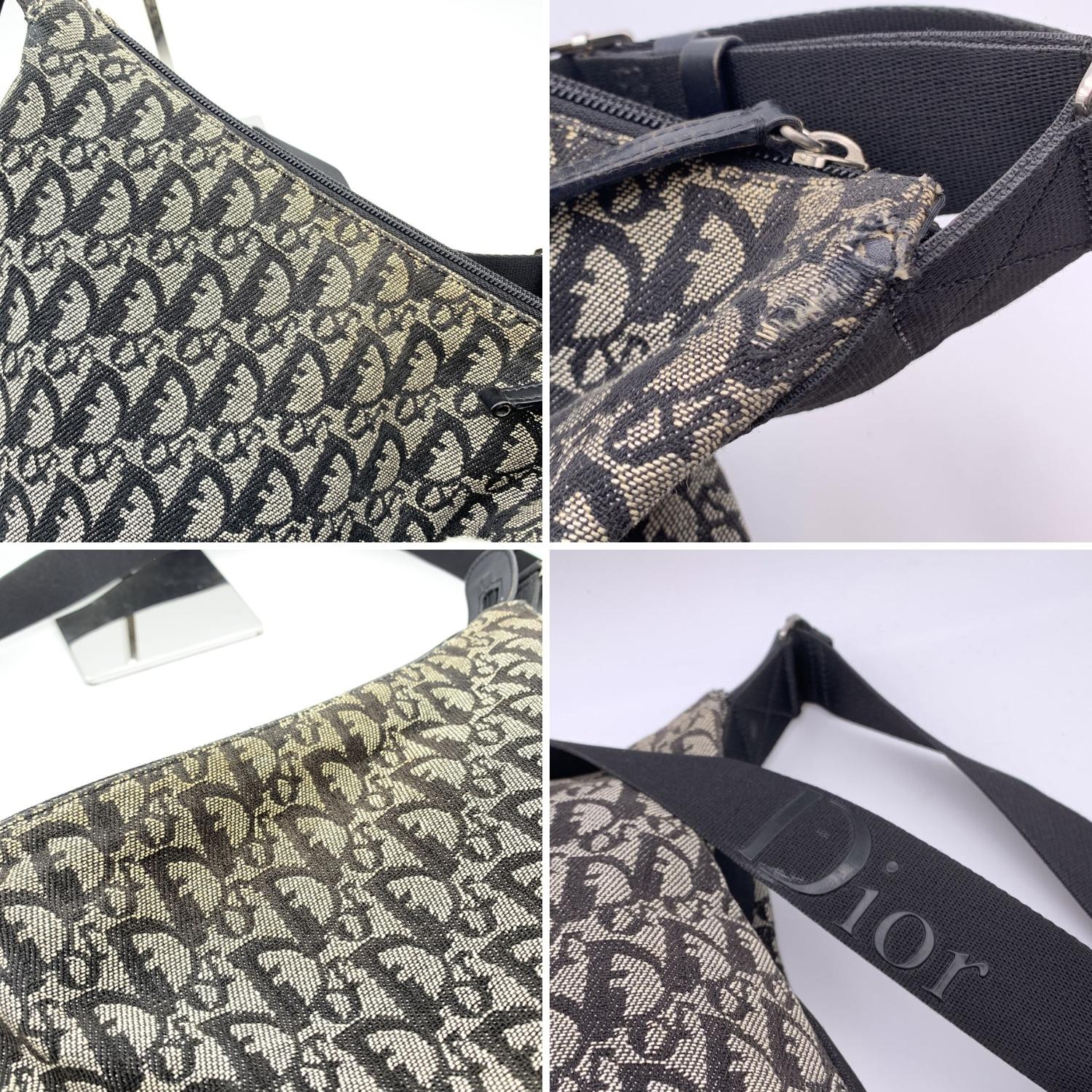 Christian Dior Black Logogram Oblique Canvas Messenger Bag For Sale 1