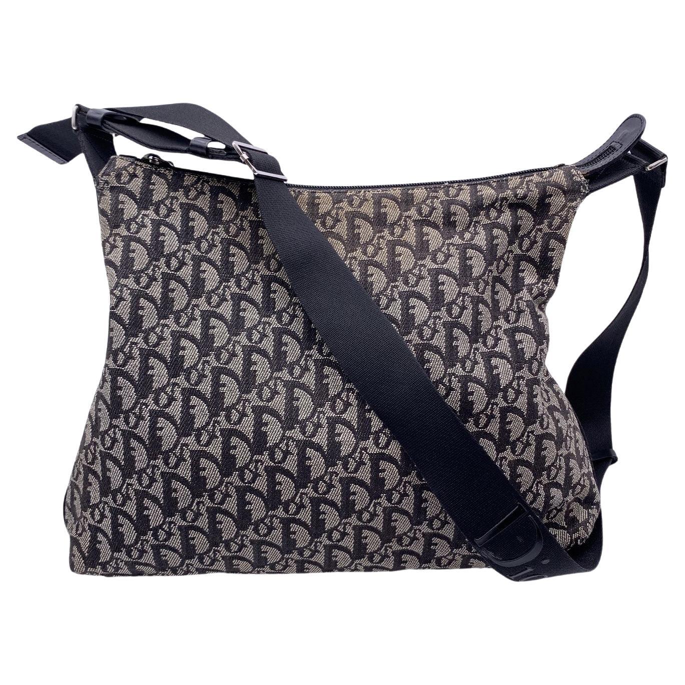 Christian Dior Black Logogram Oblique Canvas Messenger Bag For Sale