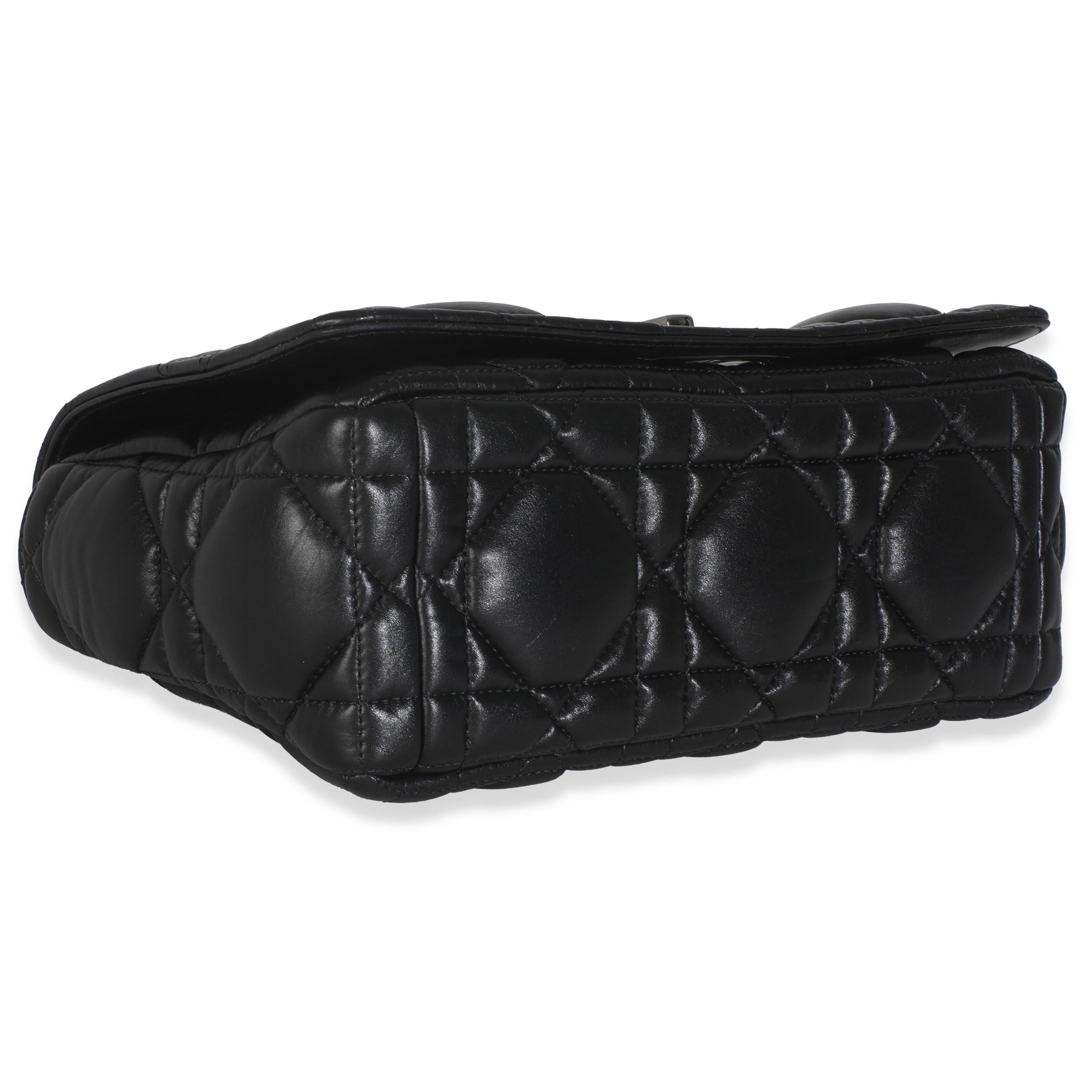 Christian Dior Noir Macrocannage Calfskin Medium Caro Bag en vente 1