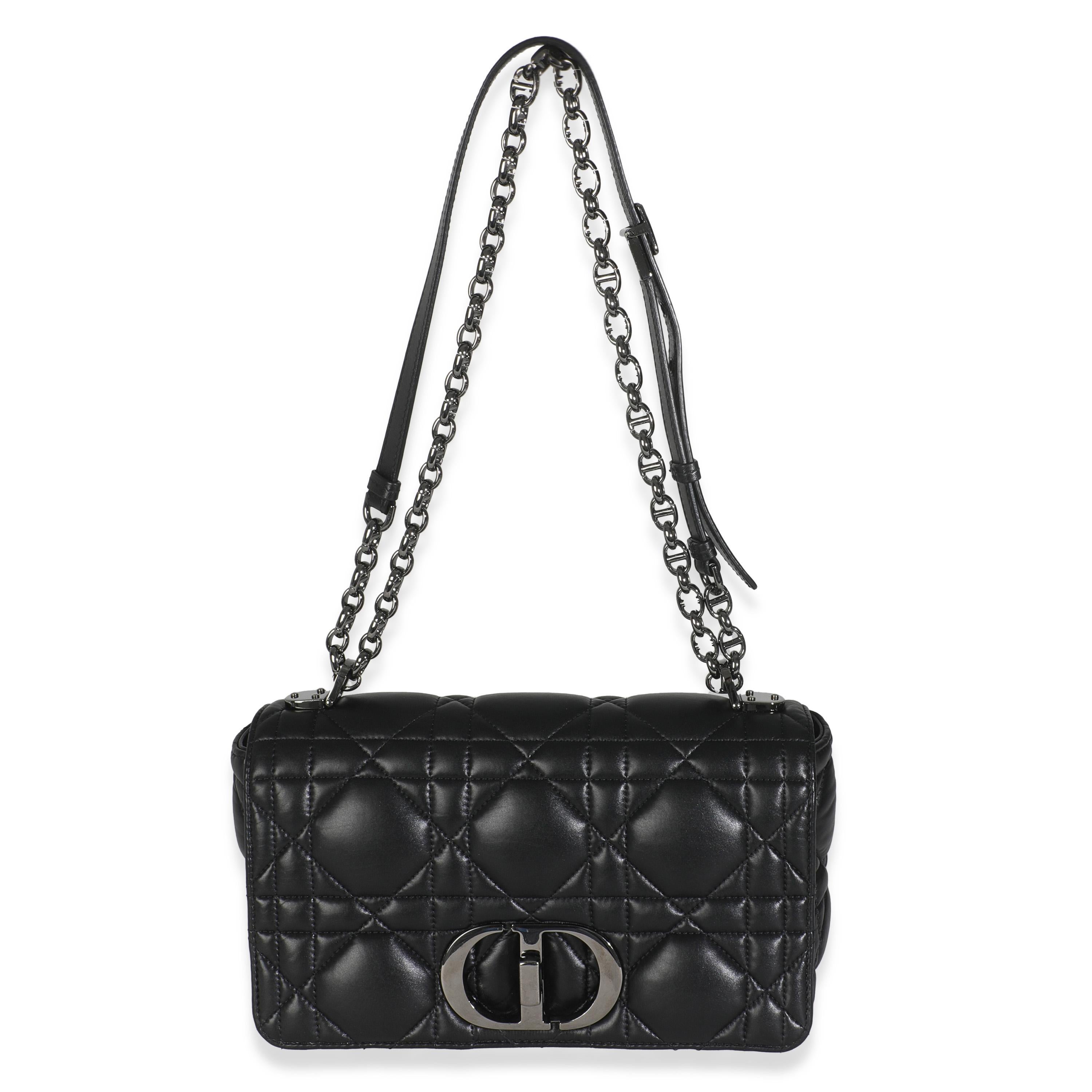 Christian Dior Noir Macrocannage Calfskin Medium Caro Bag en vente 2