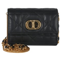 Christian Dior Black Macrocannage Calfskin Micro Miss Caro Chain Bag