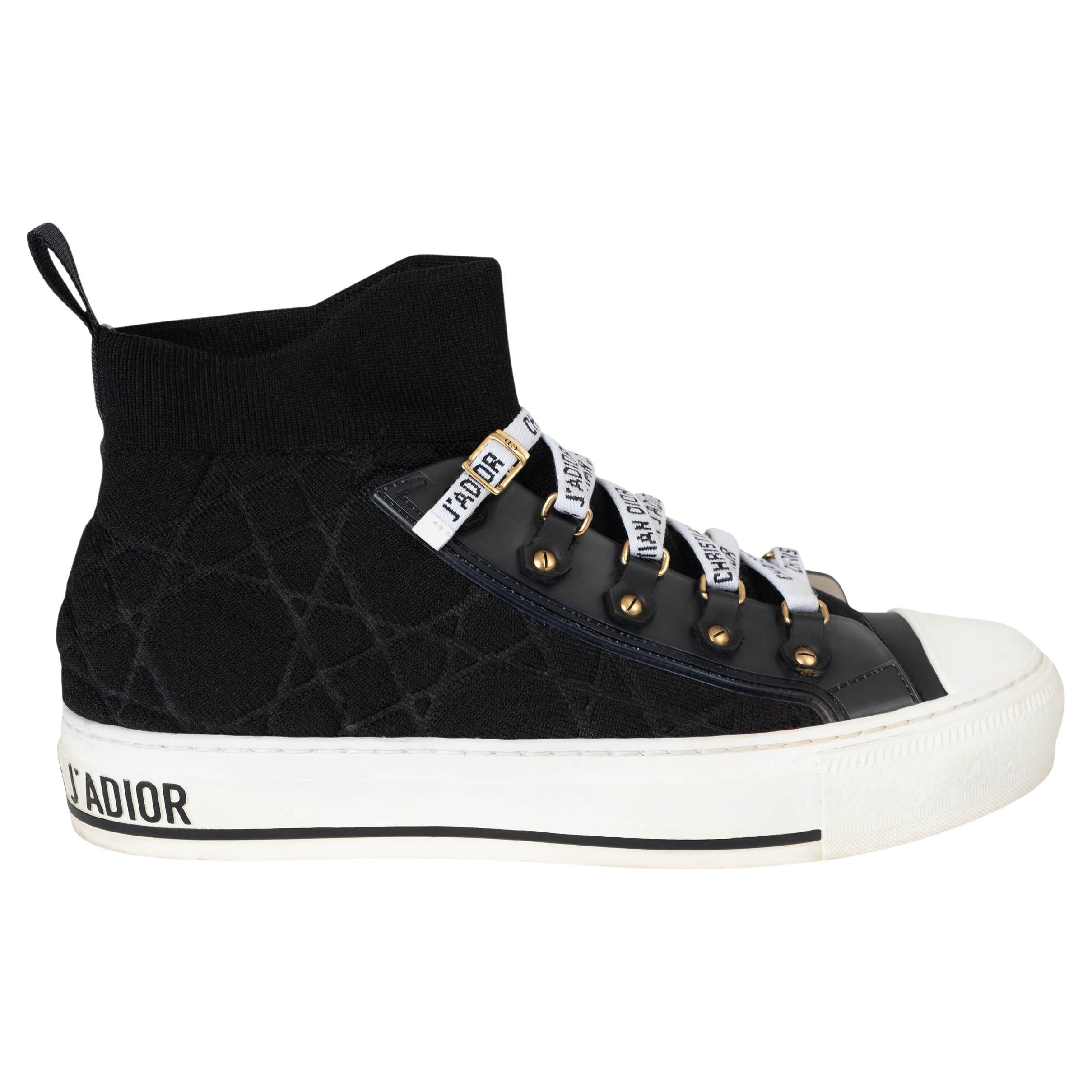 CHRISTIAN DIOR schwarz Macrocannage WALK'N'DIOR PLATFORM Sneakers Schuhe 38