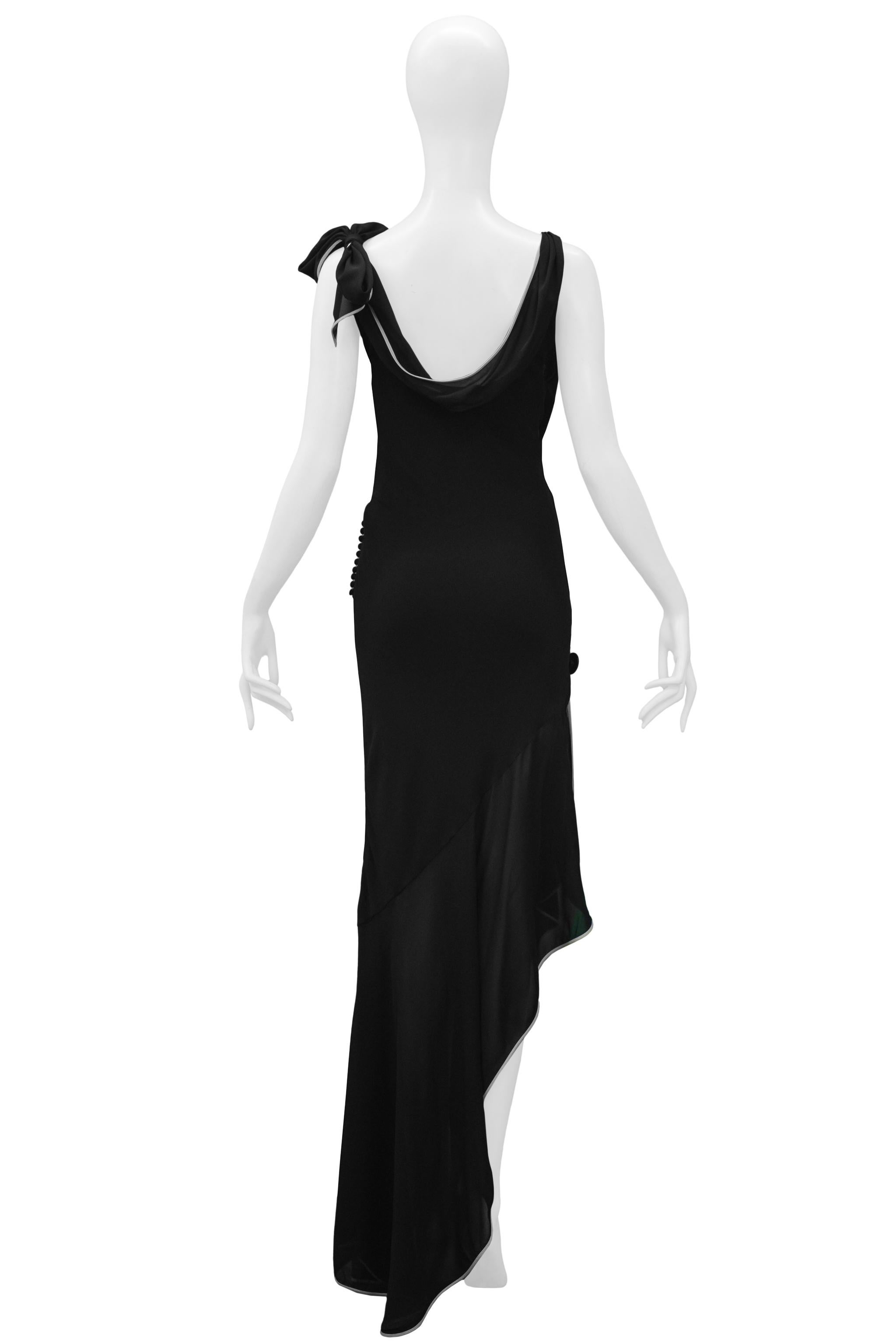 Christian Dior Black Maxi Evening Dress With White Trim And Bow 1