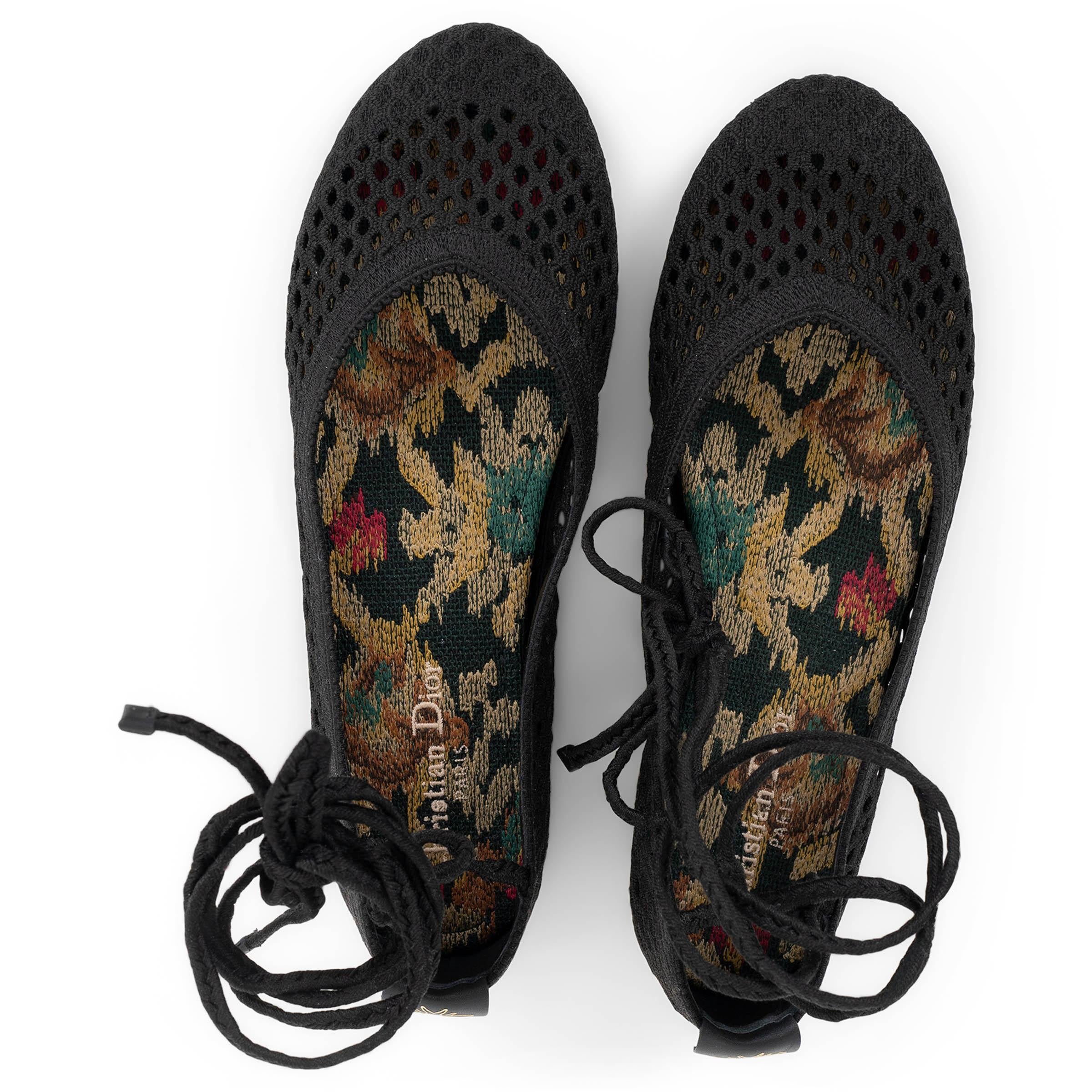 CHRISTIAN DIOR malla negra 2021 POEME Bailarinas Zapatos 37.5 en venta 1