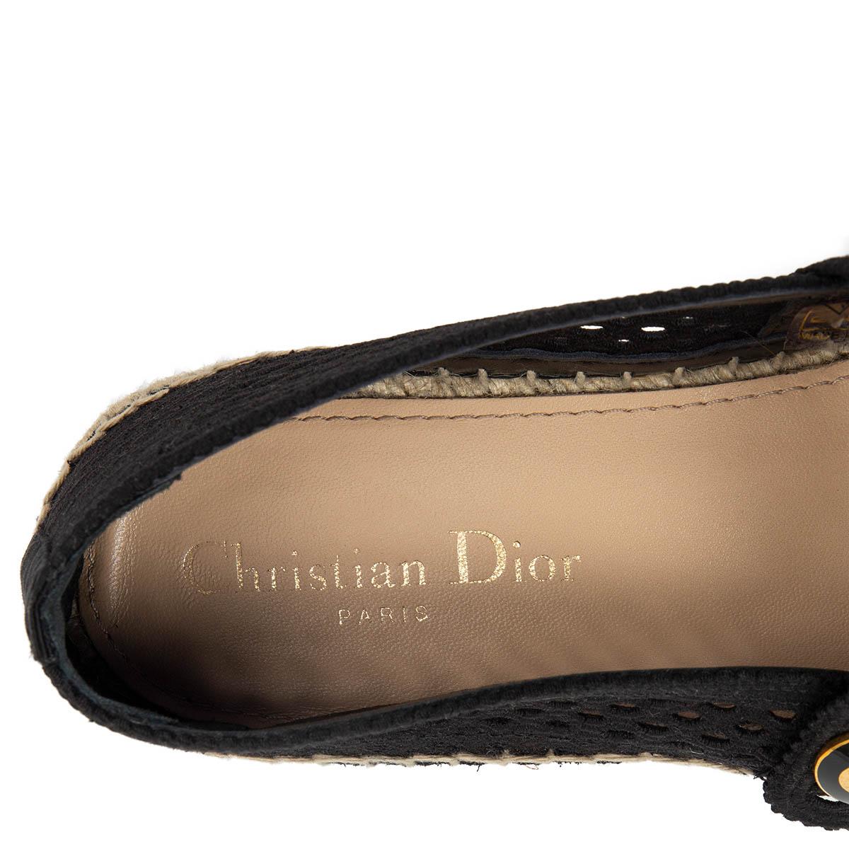Black CHRISTIAN DIOR black mesh CARO ESPADRILLES Flats Shoes 40