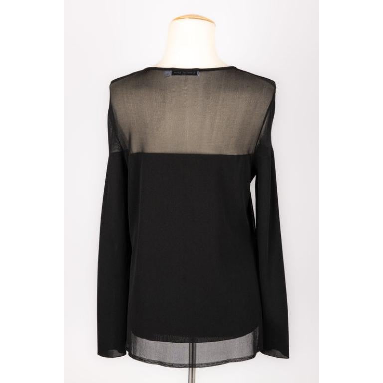 Christian Dior Black Mesh Long-sleeved Top In Excellent Condition For Sale In SAINT-OUEN-SUR-SEINE, FR