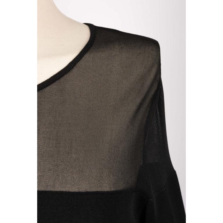 Christian Dior Black Mesh Long-sleeved Top For Sale 1