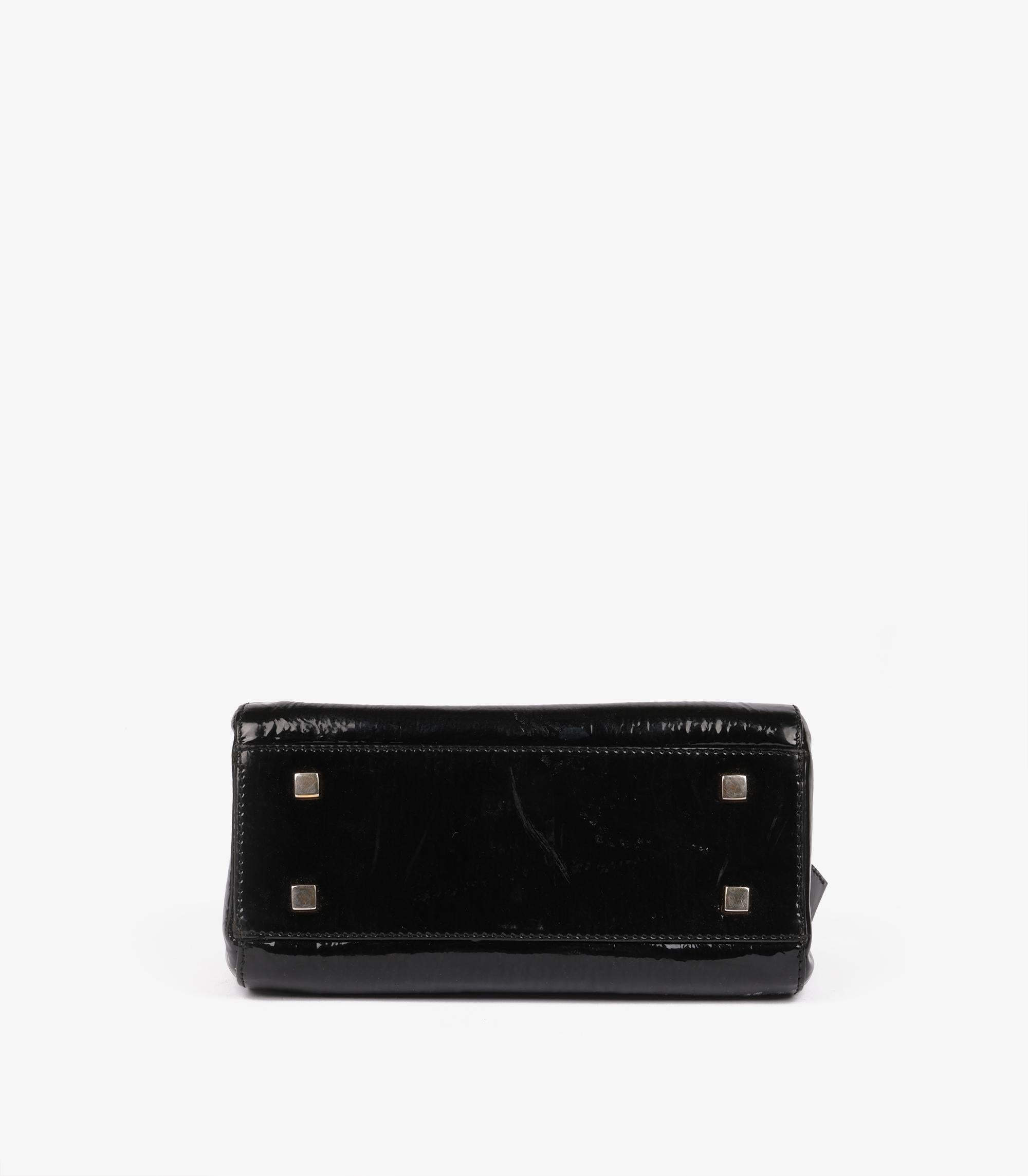 Christian Dior Schwarz Micro Monogram Lackleder Vintage Mini Bowling Tasche im Angebot 3