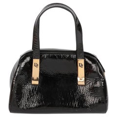 Christian Dior Black Micro Monogram Patent Leather Vintage Mini Bowling Bag