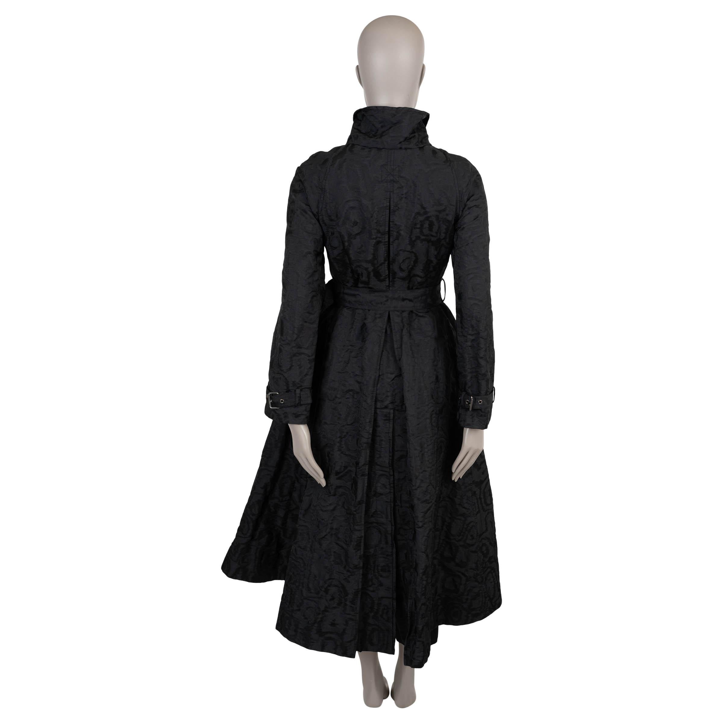 Black CHRISTIAN DIOR black moire 2023 TRENCH & REMOVABLE VEST Coat Jacket 36 XS For Sale