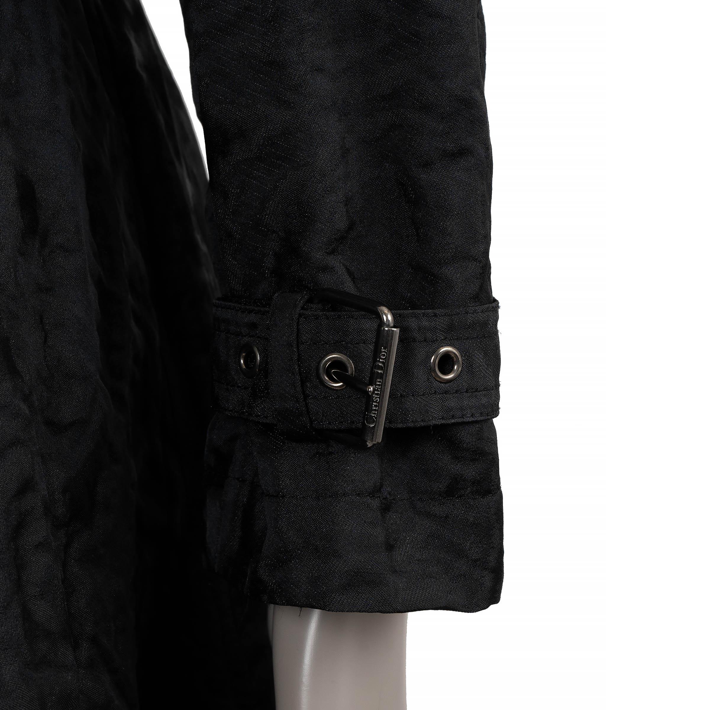 CHRISTIAN DIOR black moire 2023 TRENCH & REMOVABLE VEST Coat Jacket 36 XS For Sale 1