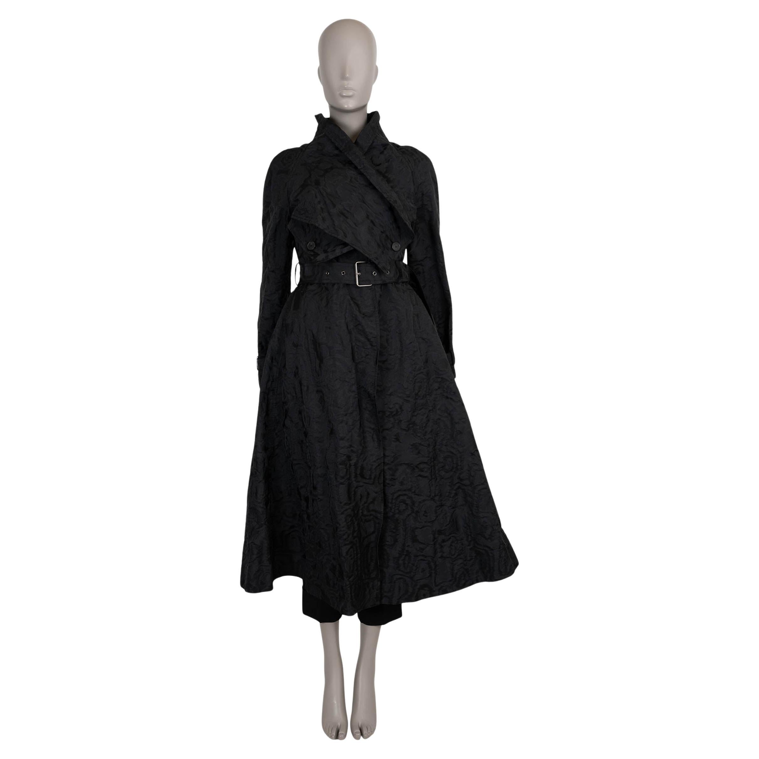 CHRISTIAN DIOR black moire 2023 TRENCH & REMOVABLE VEST Coat Jacket 36 XS For Sale