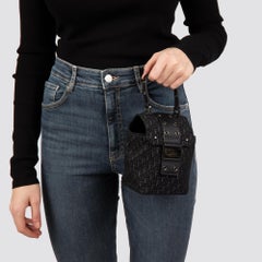 Christian Dior Black Oblique Monogram & Calfskin Vintage Top Handle Box Bag