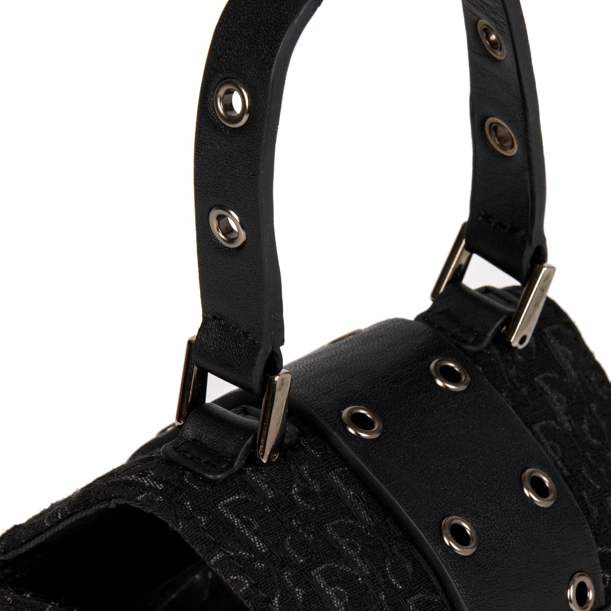 CHRISTIAN DIOR Black Monogram Canvas & Calfskin Leather Top Handle Box Bag For Sale 4