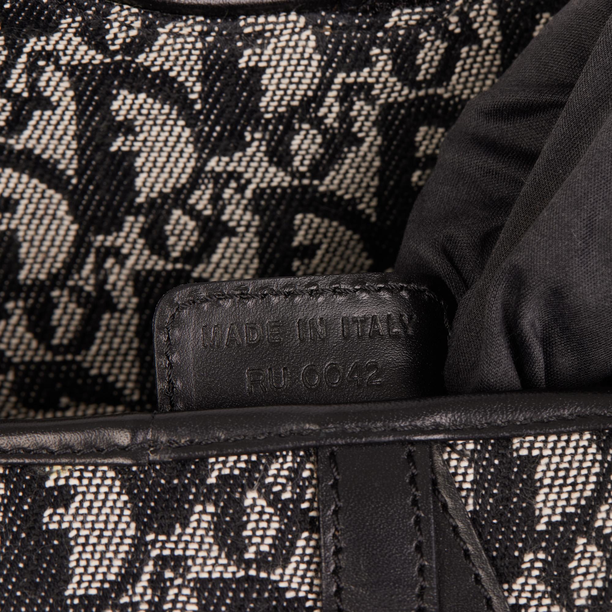 Christian Dior Black Monogram Canvas & Calfskin Leather Vintage Saddle Bag 2