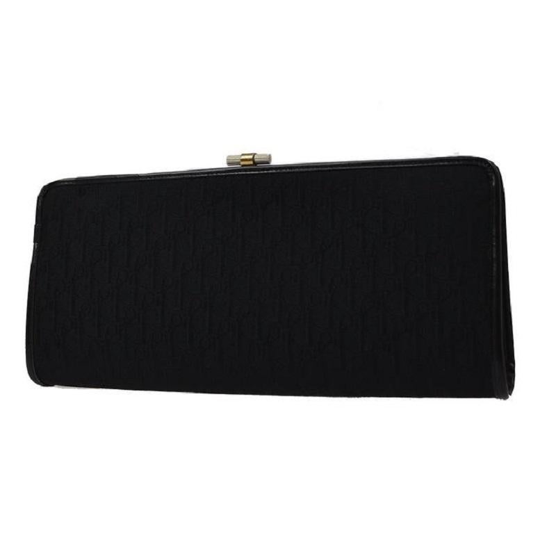 CHRISTIAN DIOR Schwarze Monogramm Canvas Denim Kisslock Abend-Clutch Tasche im Zustand „Gut“ im Angebot in Chicago, IL