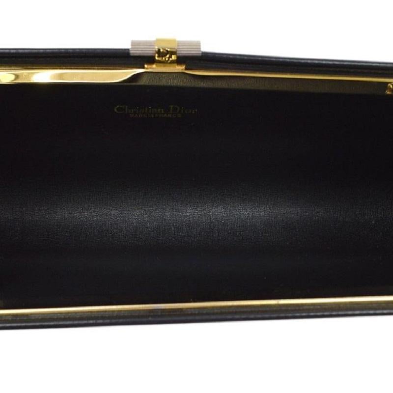 CHRISTIAN DIOR Schwarze Monogramm Canvas Denim Kisslock Abend-Clutch Tasche im Angebot 1