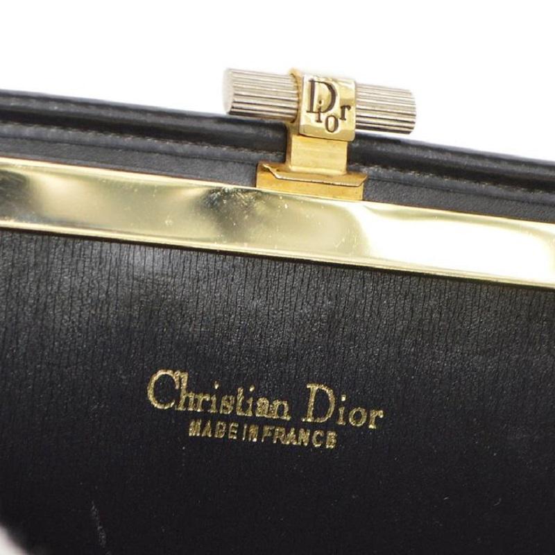 CHRISTIAN DIOR Schwarze Monogramm Canvas Denim Kisslock Abend-Clutch Tasche im Angebot 2