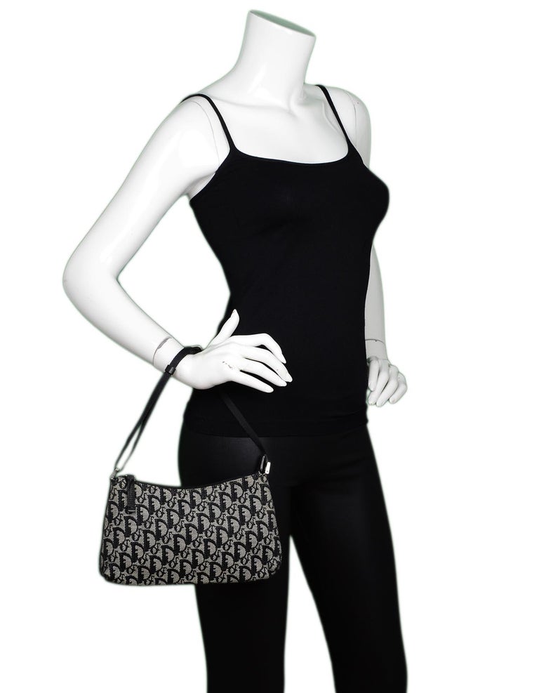 Christian Dior Black Monogram Canvas Zip Top Pochette Bag at 1stDibs ...