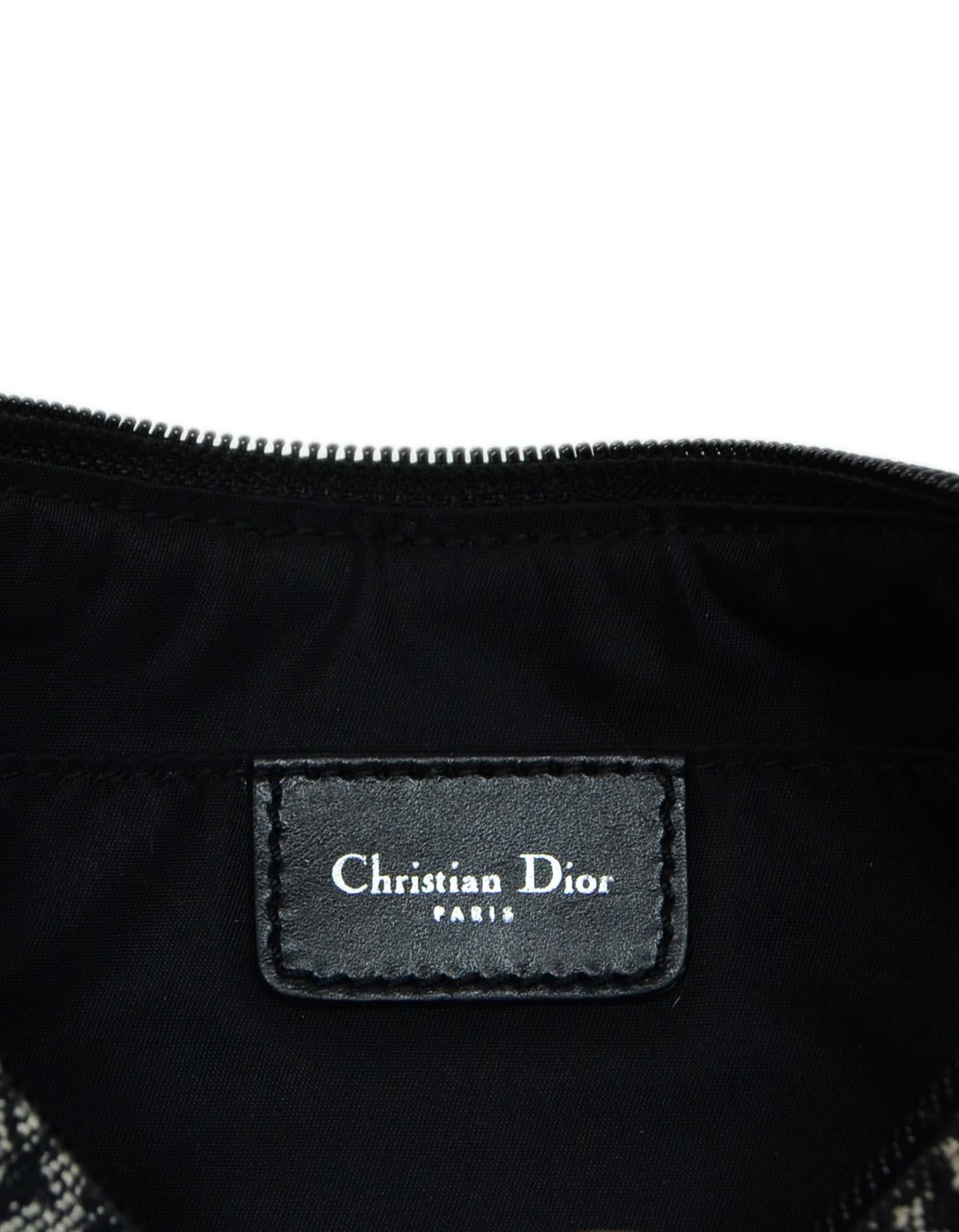 Women's Christian Dior Black Monogram Canvas Zip Top Pochette Bag