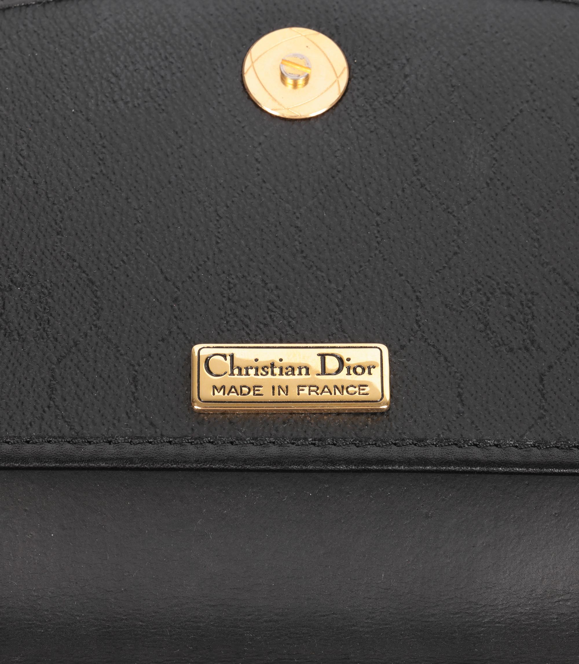 Women's or Men's Christian Dior Black Monogram Coated Canvas & Calfskin Leather Vintage Honeycomb For Sale