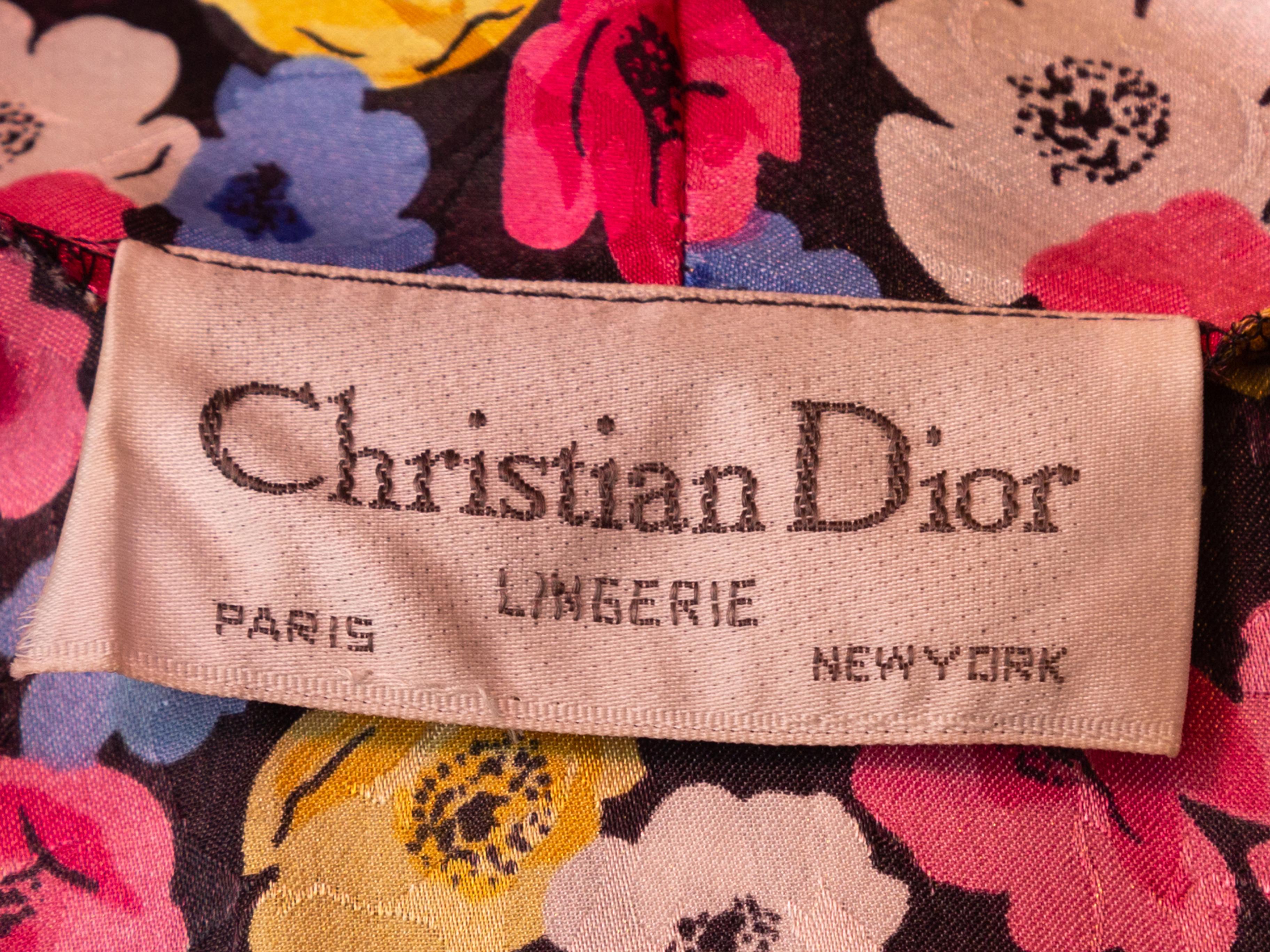 Women's Christian Dior Black & Multicolor Floral Print Robe