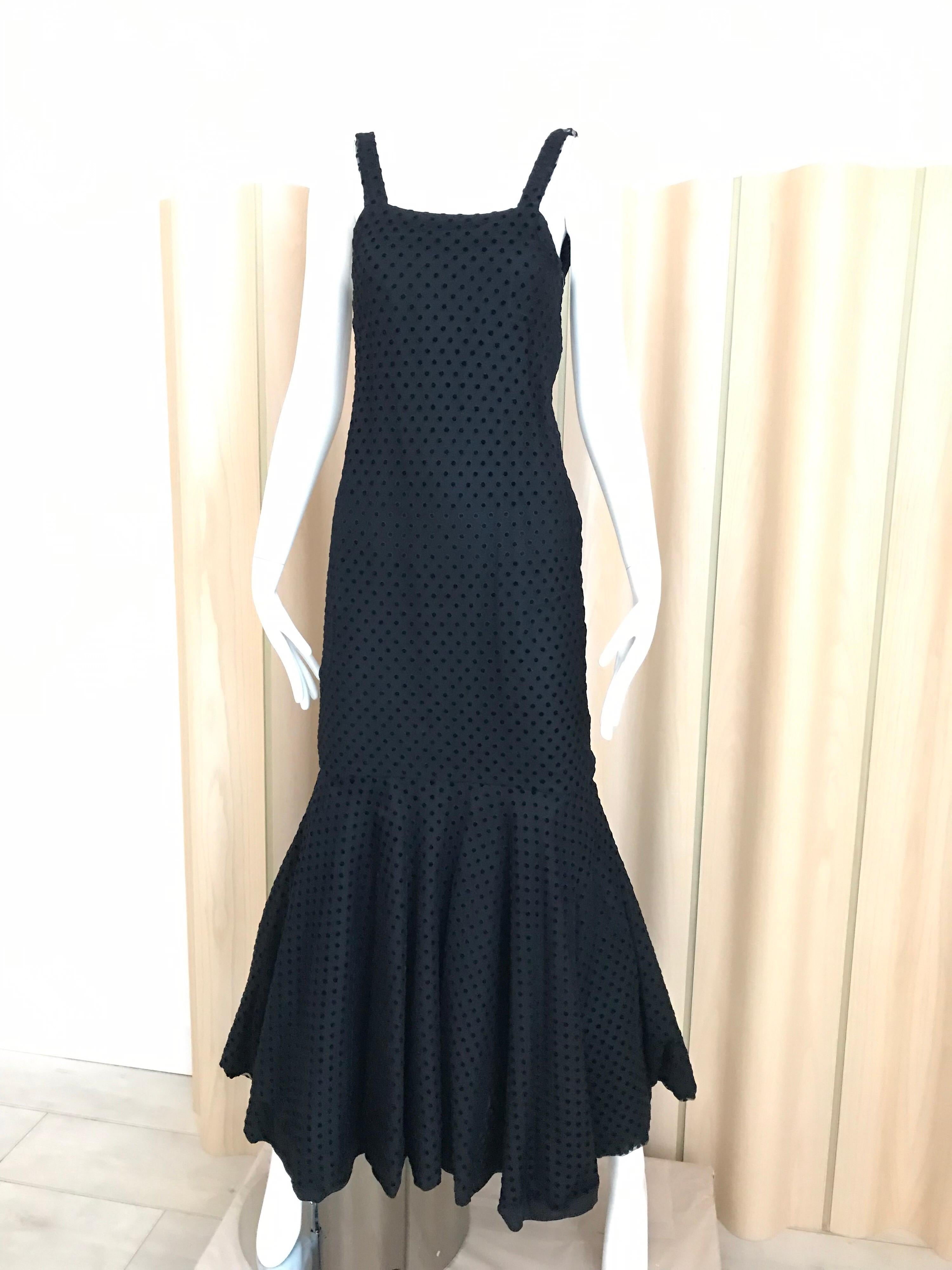 Christian Dior Black Net Dress with Velvet Dot Dress For Sale 5