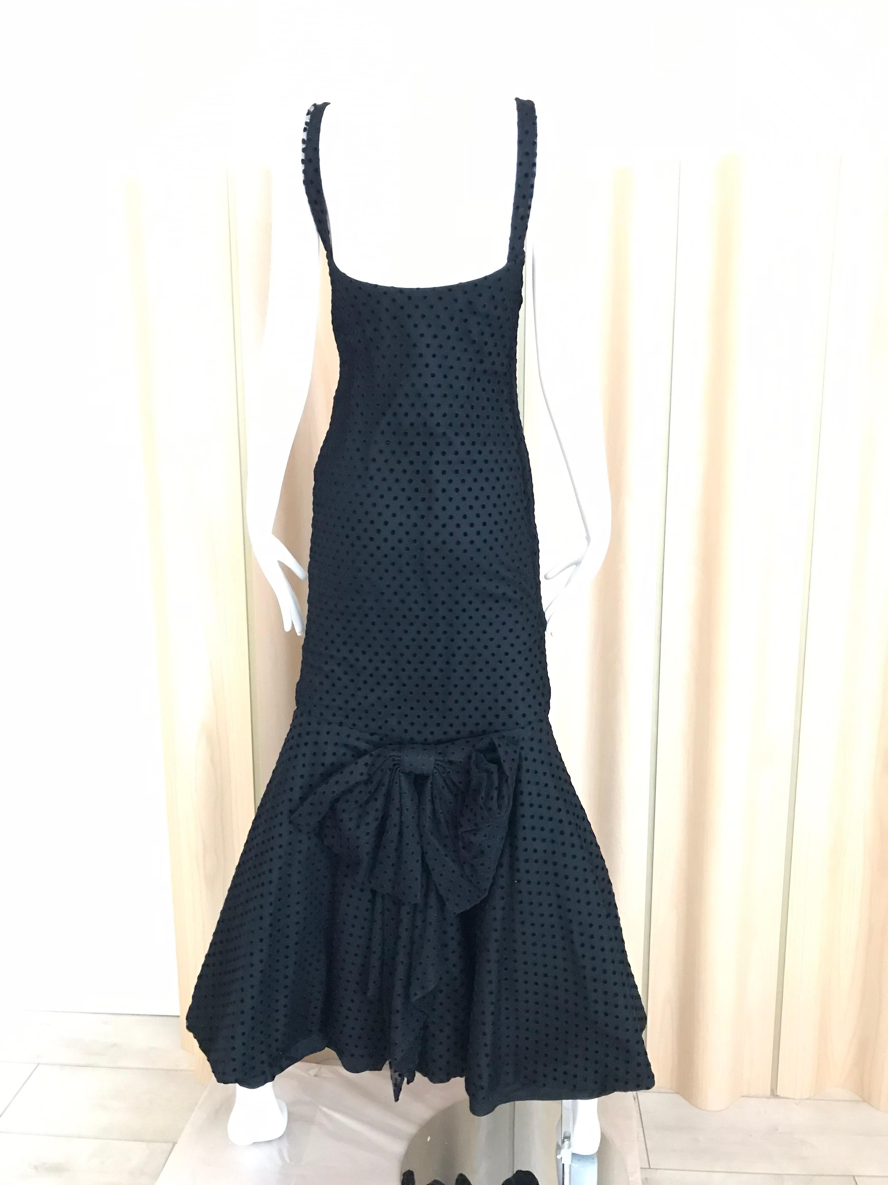 Christian Dior Black Net Dress with Velvet Dot Dress In Excellent Condition In Beverly Hills, CA