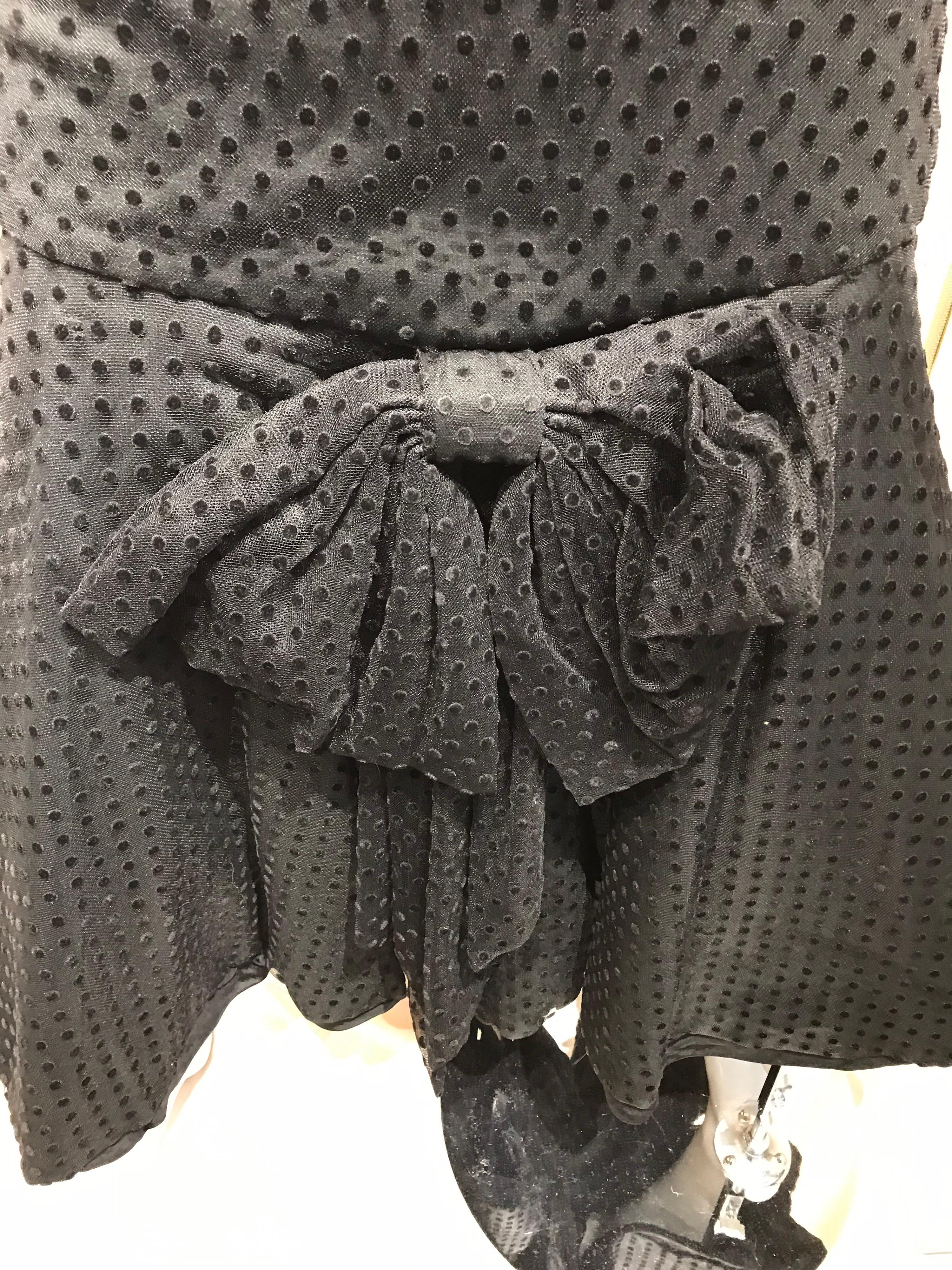 Christian Dior Black Net Dress with Velvet Dot Dress In Excellent Condition For Sale In Beverly Hills, CA