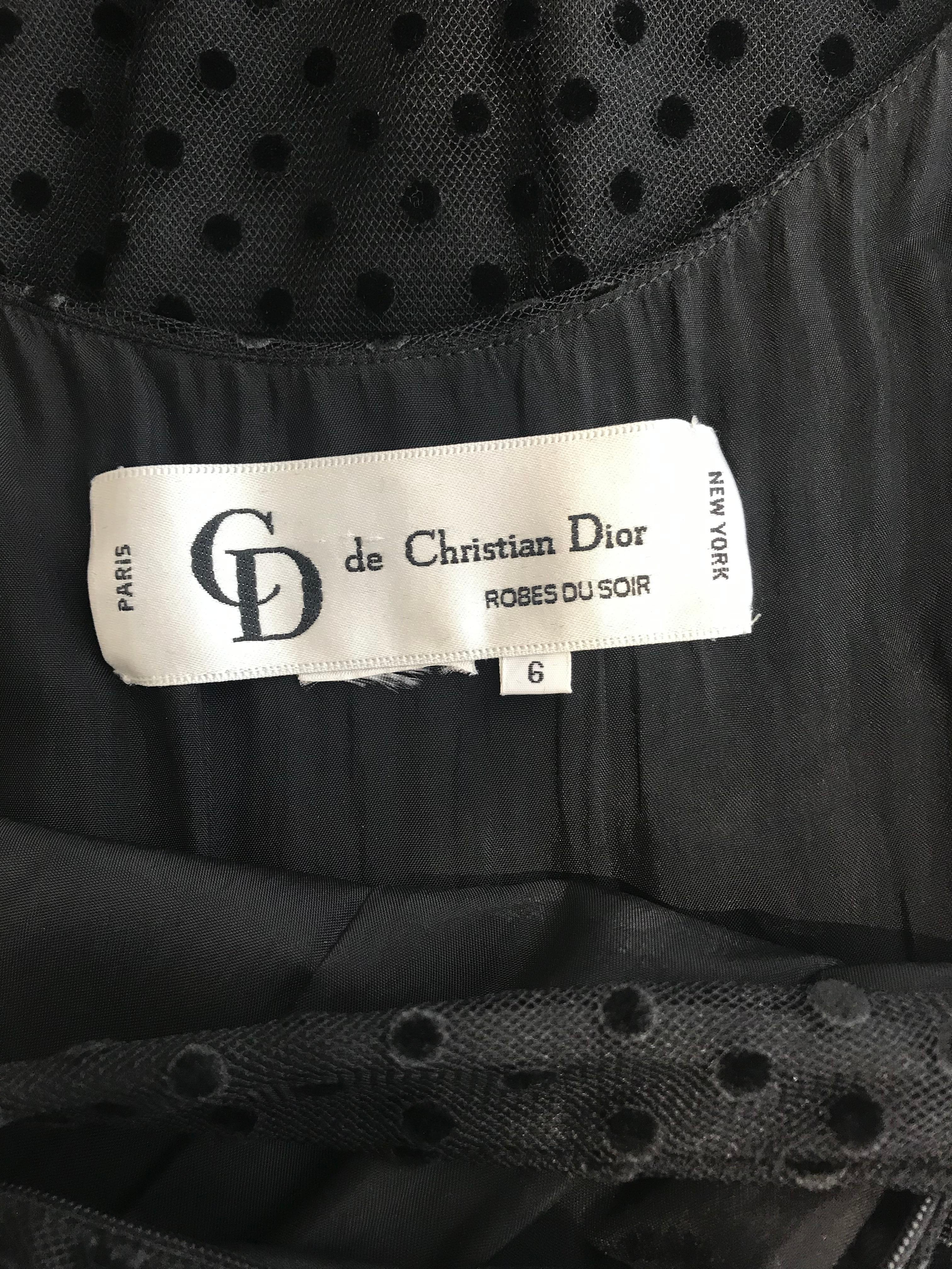 Christian Dior Black Net Dress with Velvet Dot Dress For Sale 1